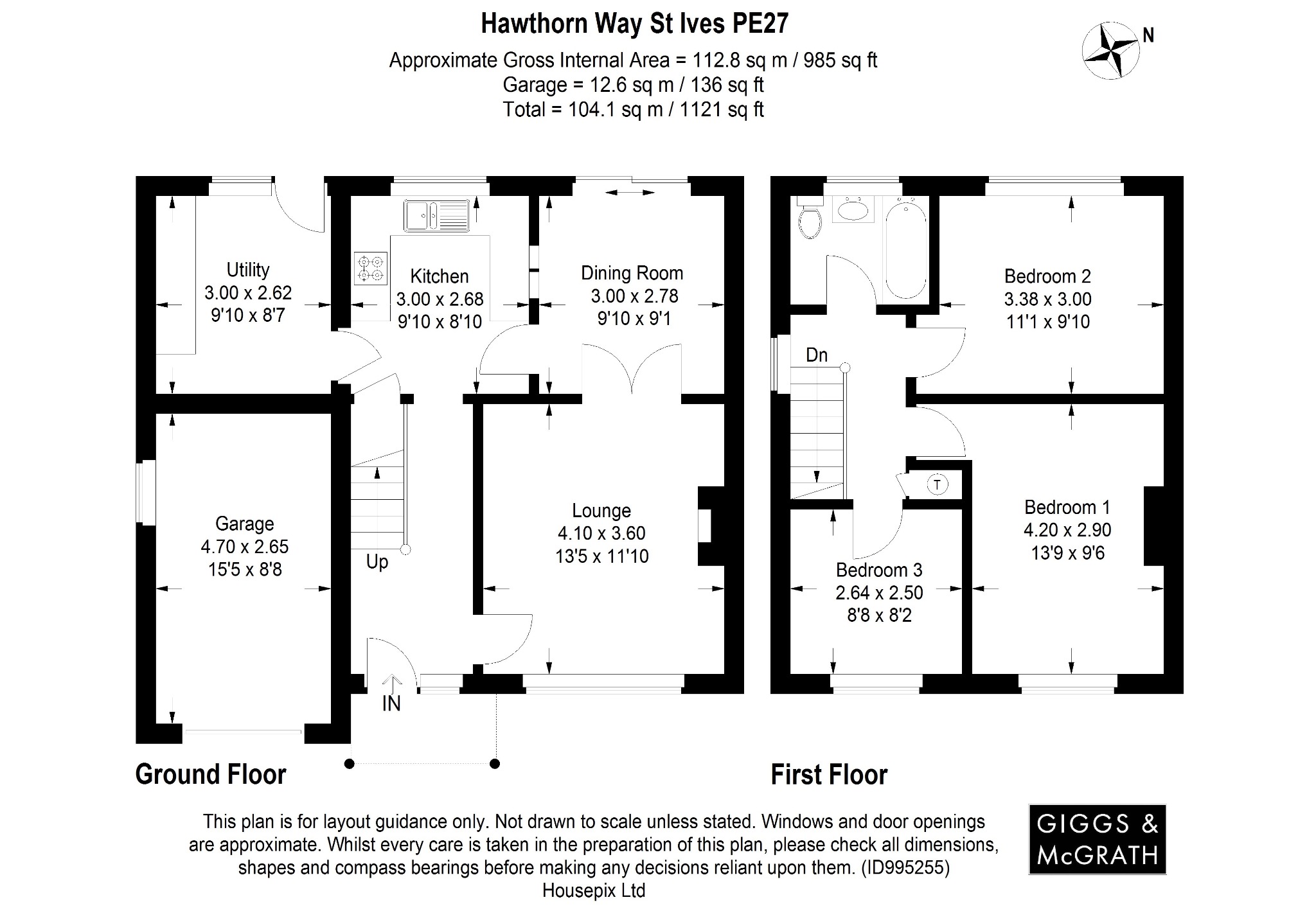 3 bed semi-detached house for sale in Hawthorn Way, St. Ives - Property Floorplan