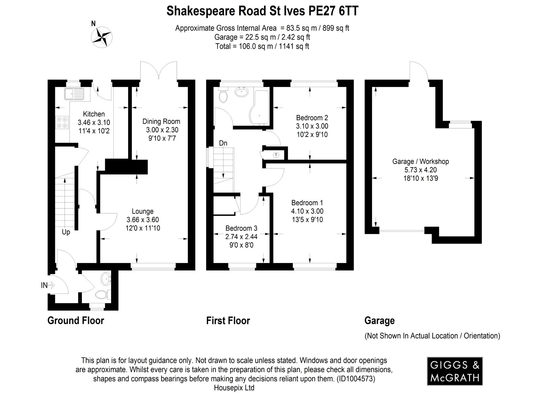 3 bed semi-detached house for sale in Shakespeare Road, St. Ives - Property Floorplan