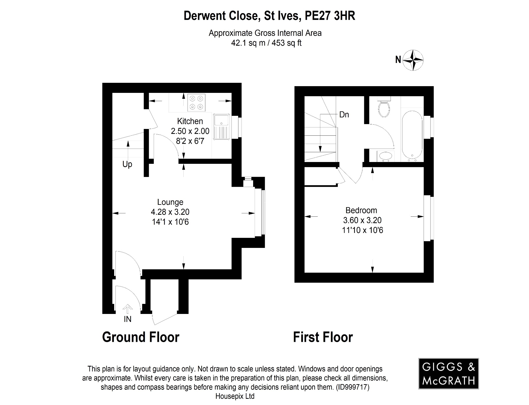 1 bed terraced house for sale in Derwent Close, St. Ives - Property Floorplan