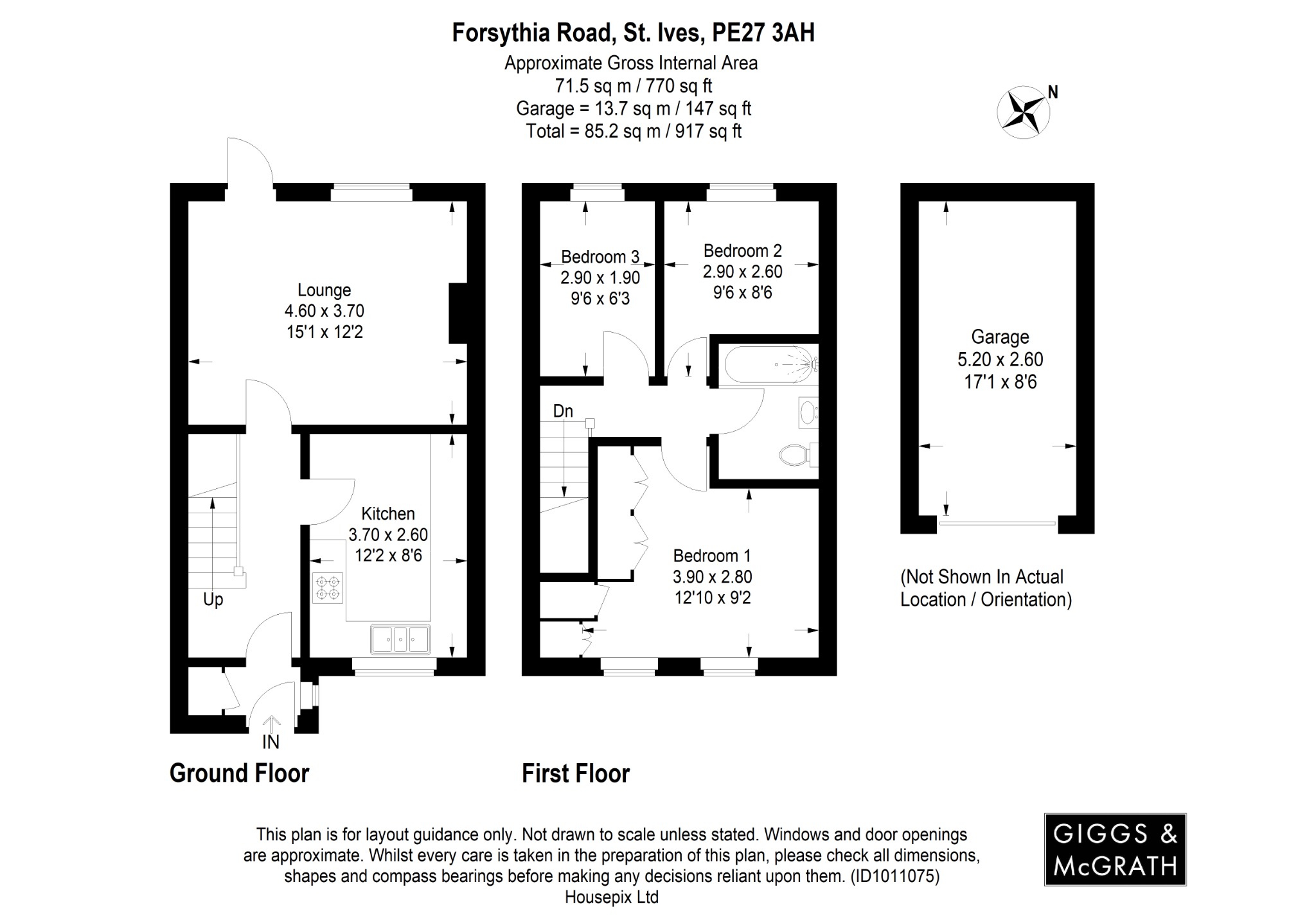 3 bed terraced house for sale in Forsythia Road, St. Ives - Property Floorplan