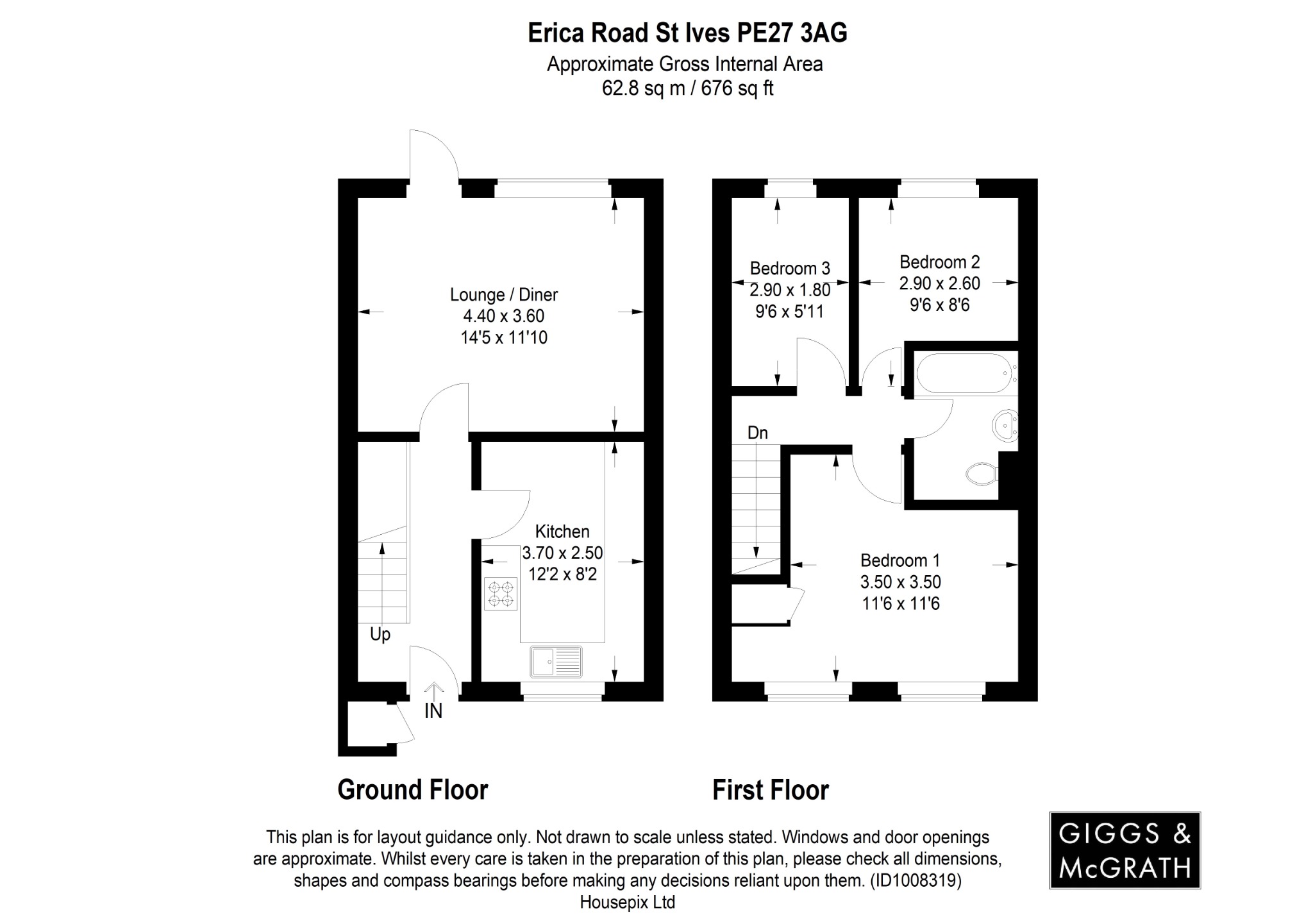 3 bed terraced house for sale in Erica Road, St. Ives - Property Floorplan