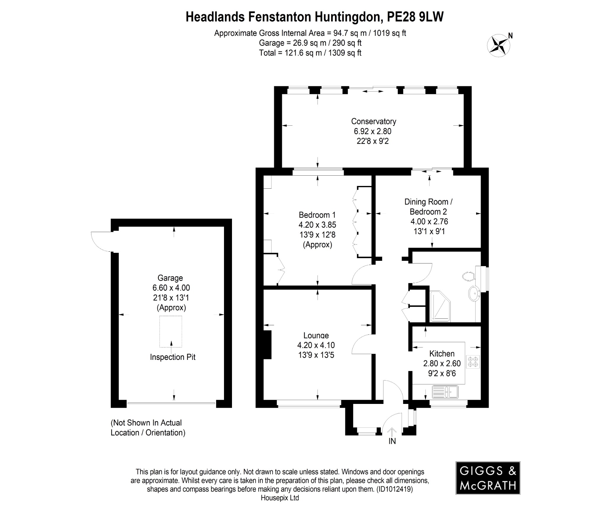 2 bed semi-detached bungalow for sale in Headlands, Huntingdon - Property Floorplan