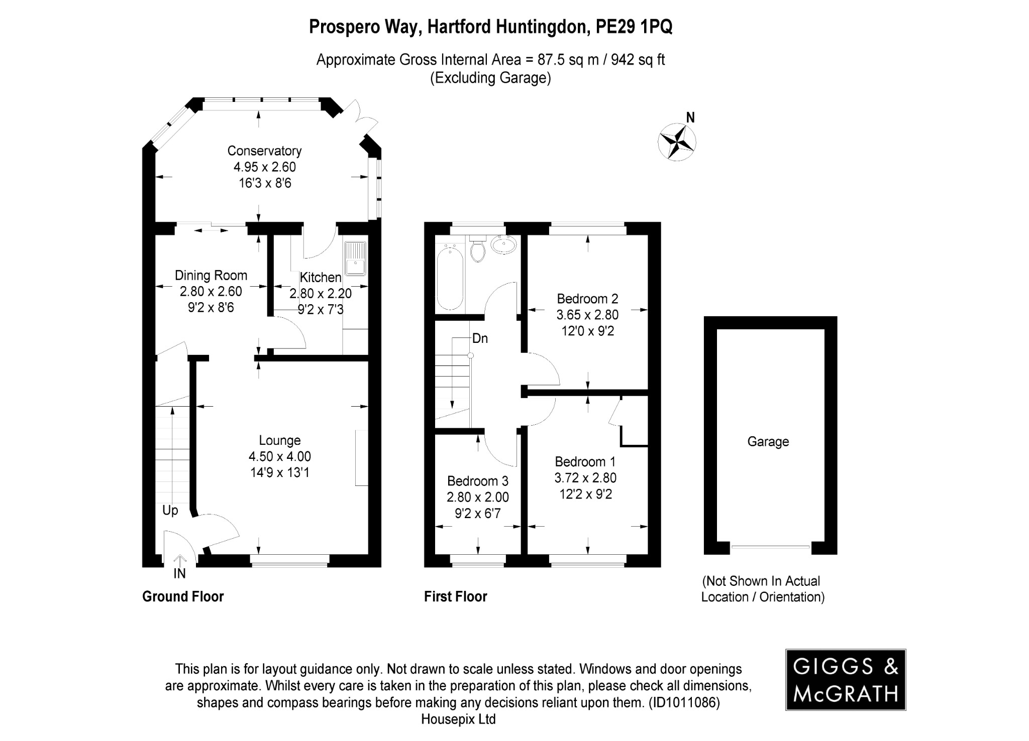 3 bed end of terrace house for sale in Prospero Way, Huntingdon - Property Floorplan