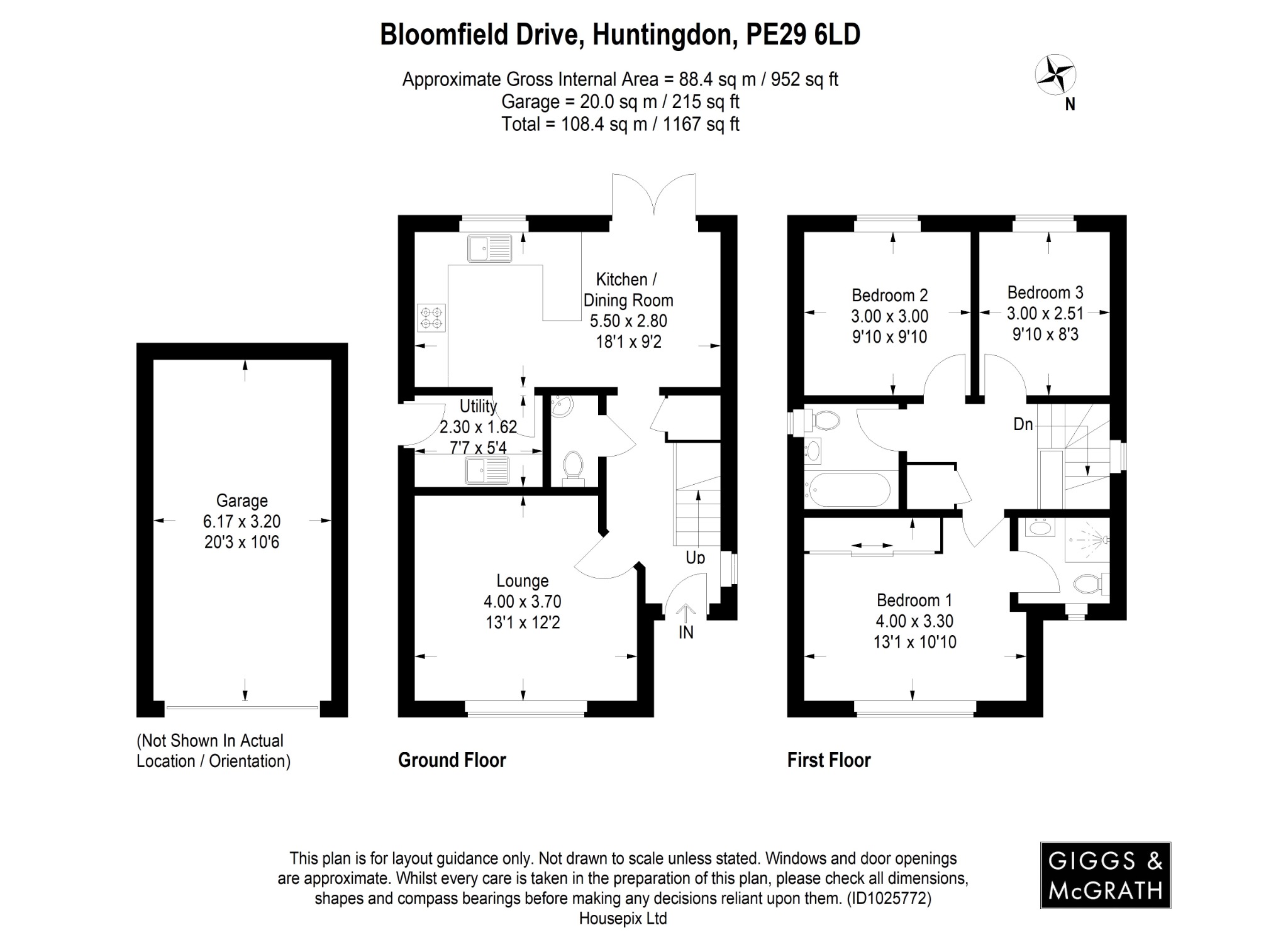 3 bed detached house for sale in Bloomfield Drive, Huntingdon - Property Floorplan