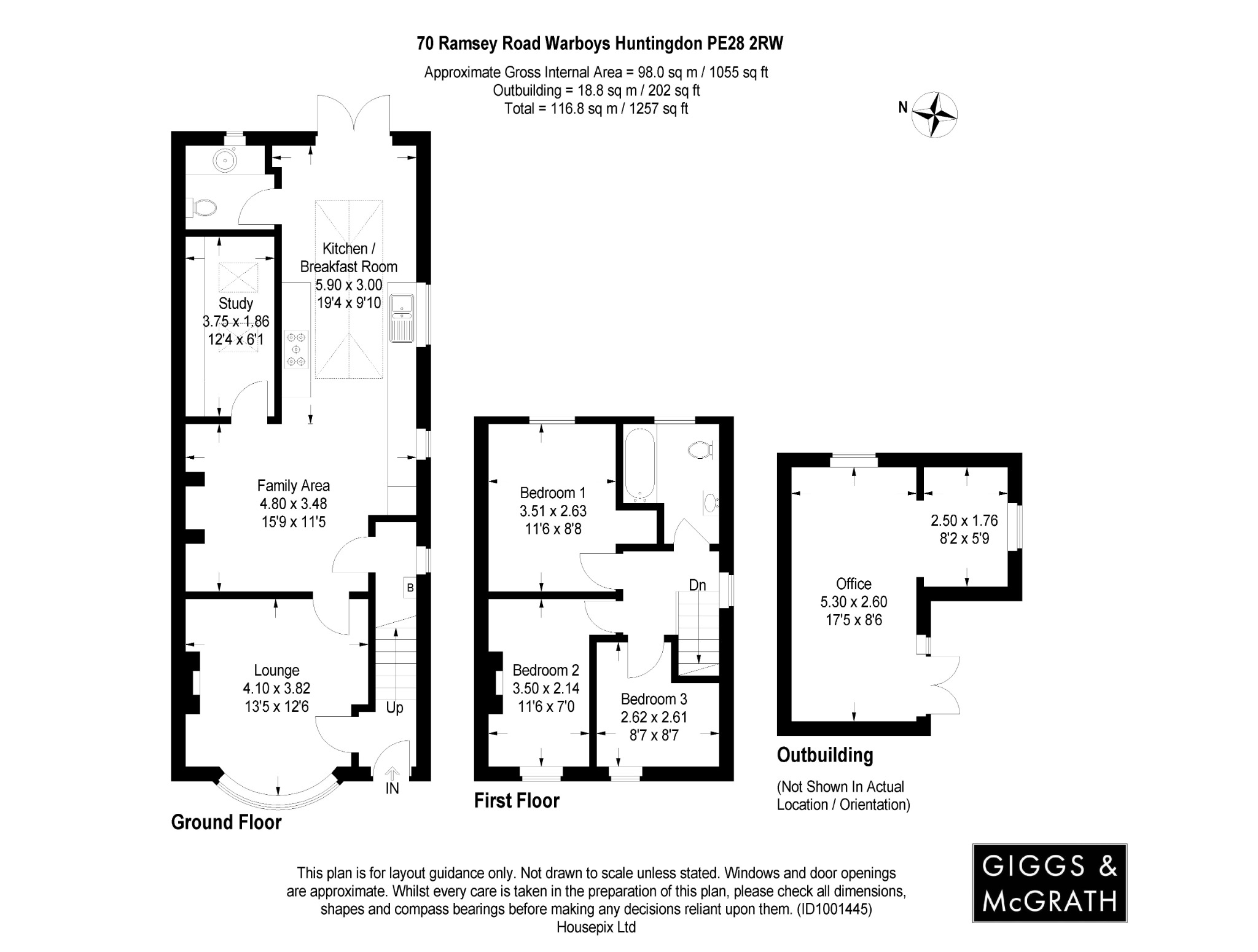 3 bed semi-detached house for sale in Ramsey Road, Huntingdon - Property Floorplan