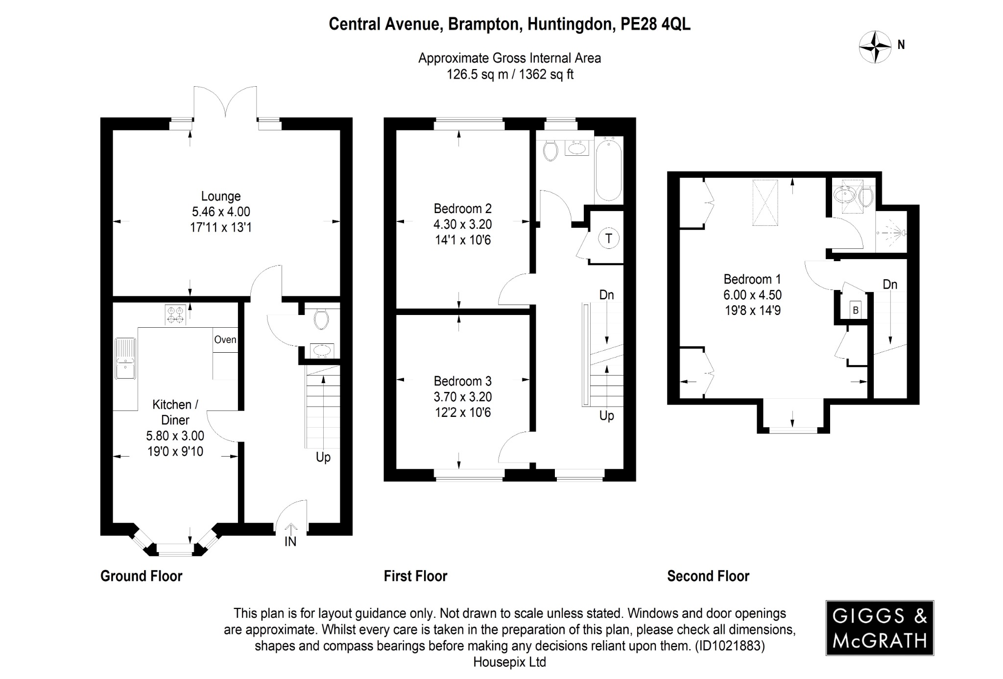 3 bed terraced house for sale in Central Avenue, Cambridgeshire - Property Floorplan