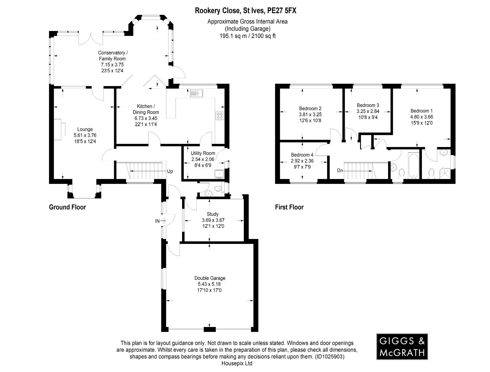 4 bed detached house for sale in Rookery Close, St. Ives - Property Floorplan