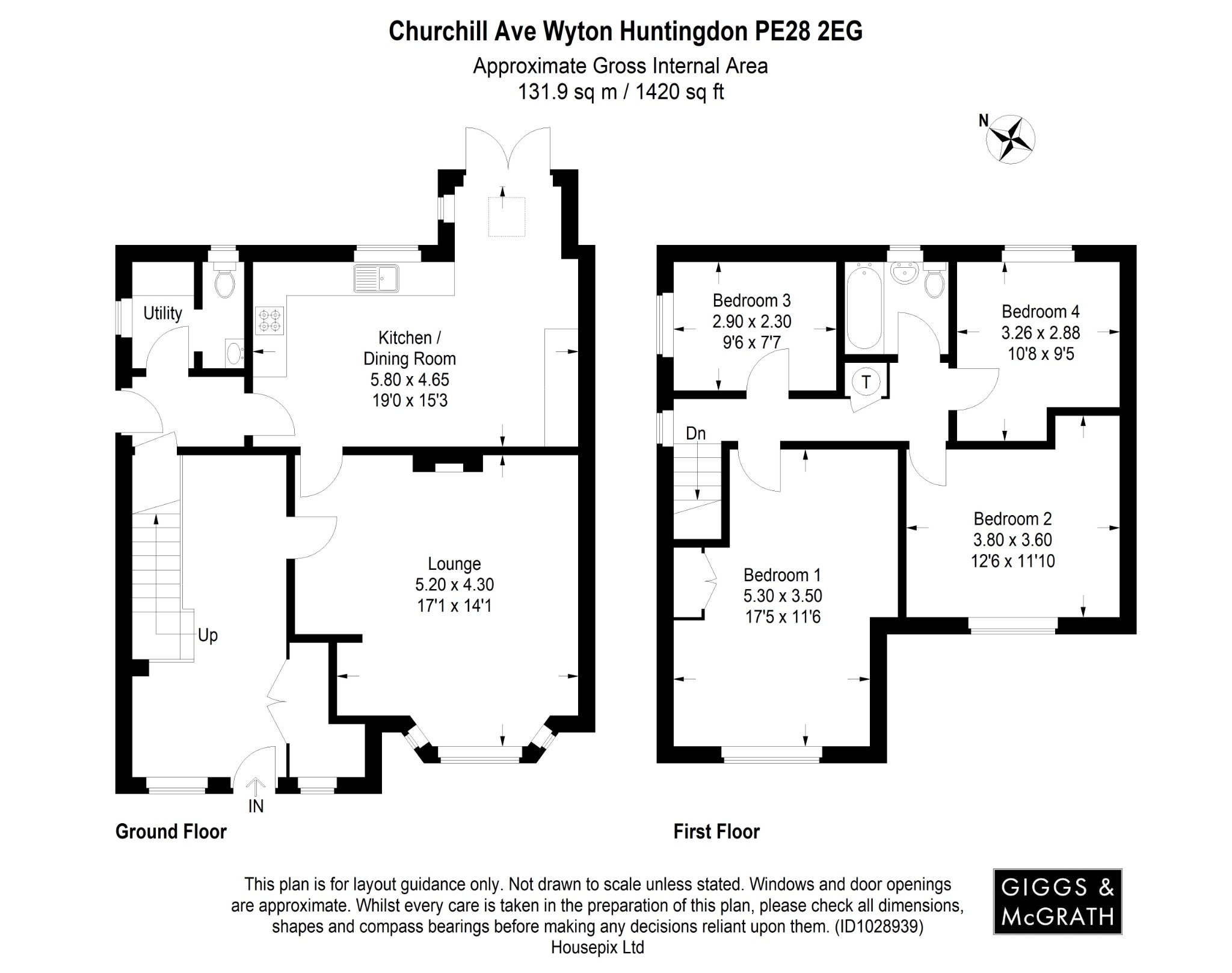4 bed semi-detached house for sale in Churchill Avenue, Huntingdon - Property Floorplan