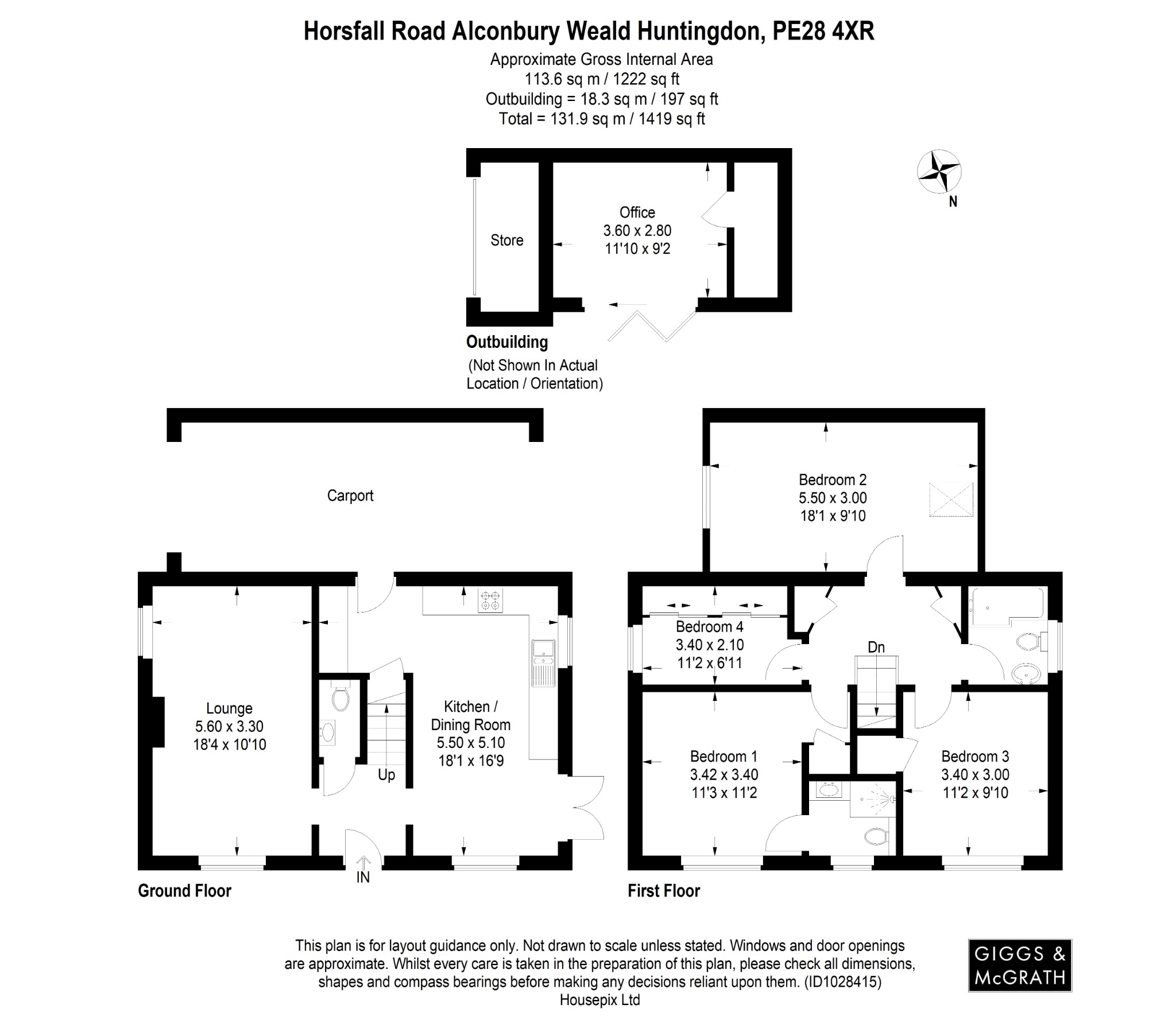 4 bed link detached house for sale in Horsfall Road, Cambridgeshire - Property Floorplan