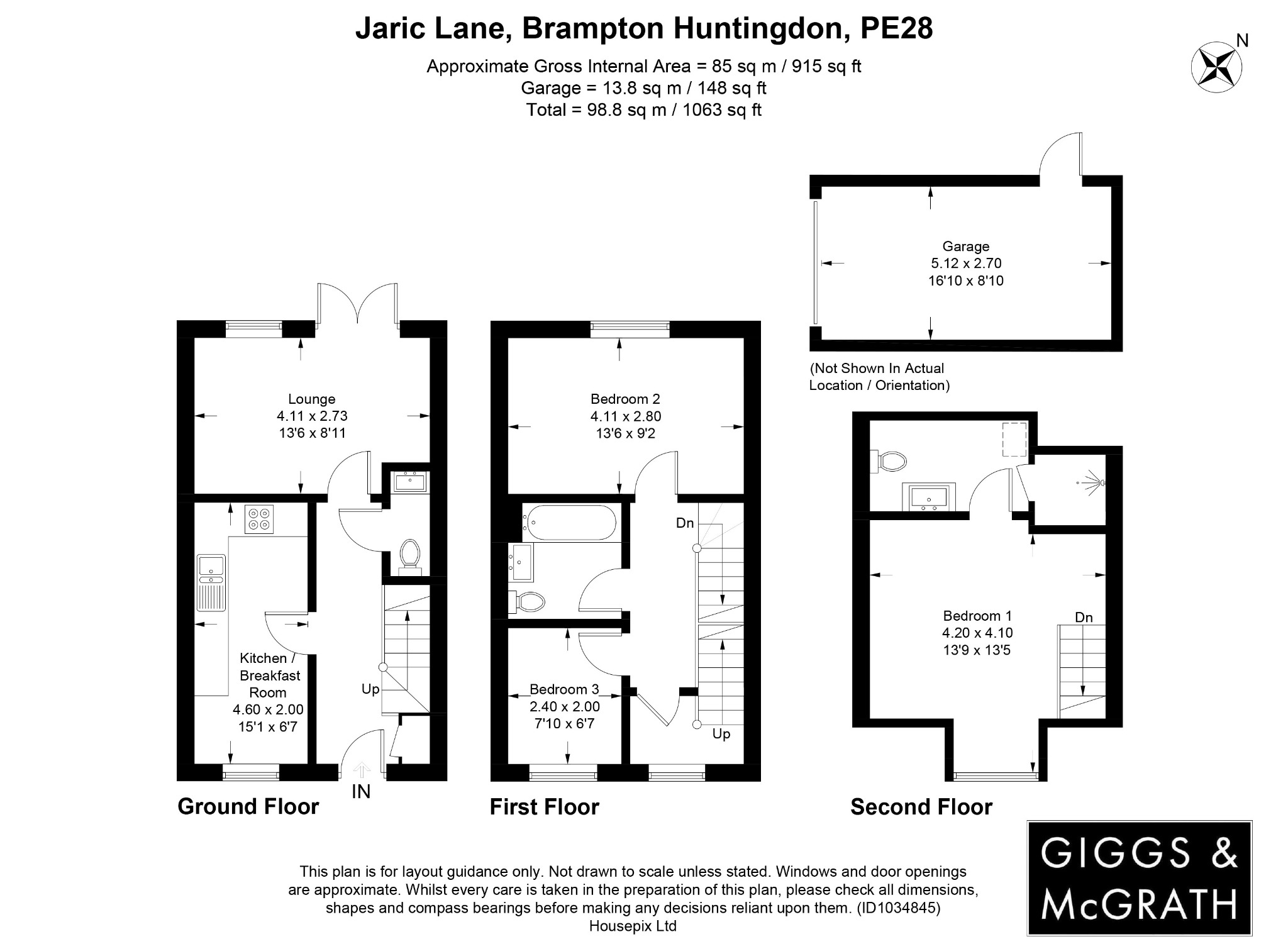 3 bed terraced house for sale in Jaric Lane, Cambridgeshire - Property Floorplan