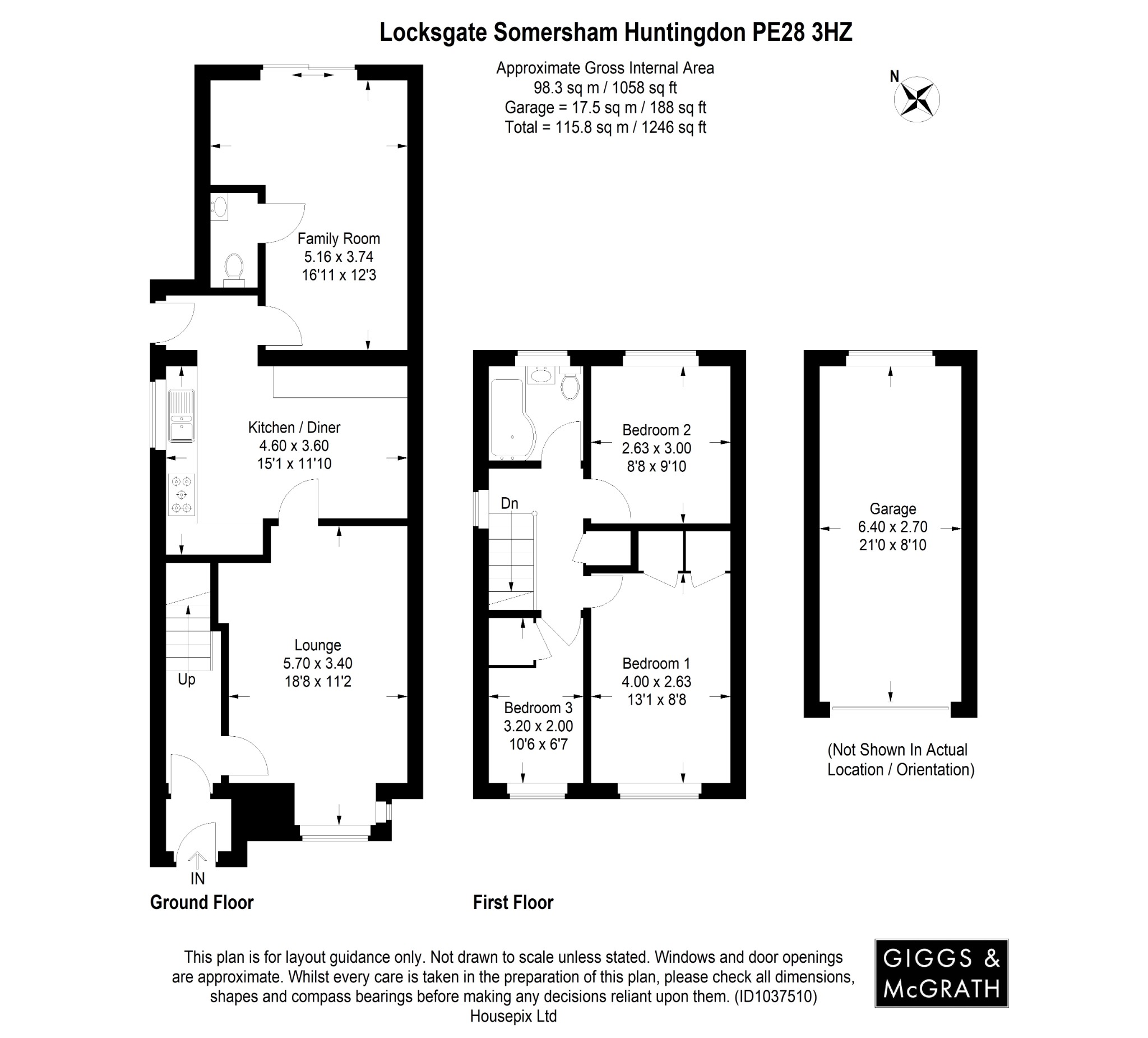 3 bed detached house for sale in Locksgate, Huntingdon - Property Floorplan