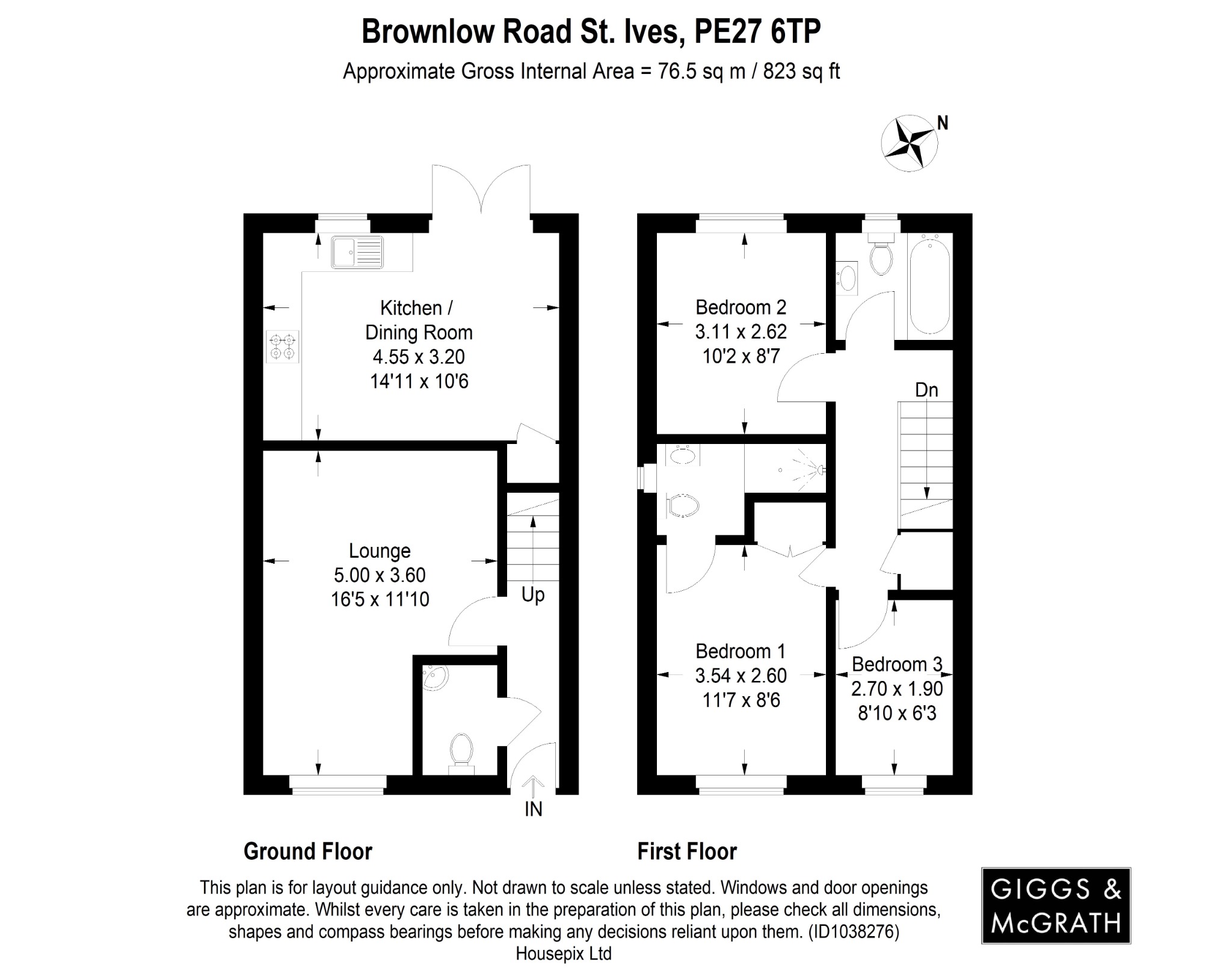 3 bed semi-detached house for sale in Brownlow Road, St. Ives - Property Floorplan
