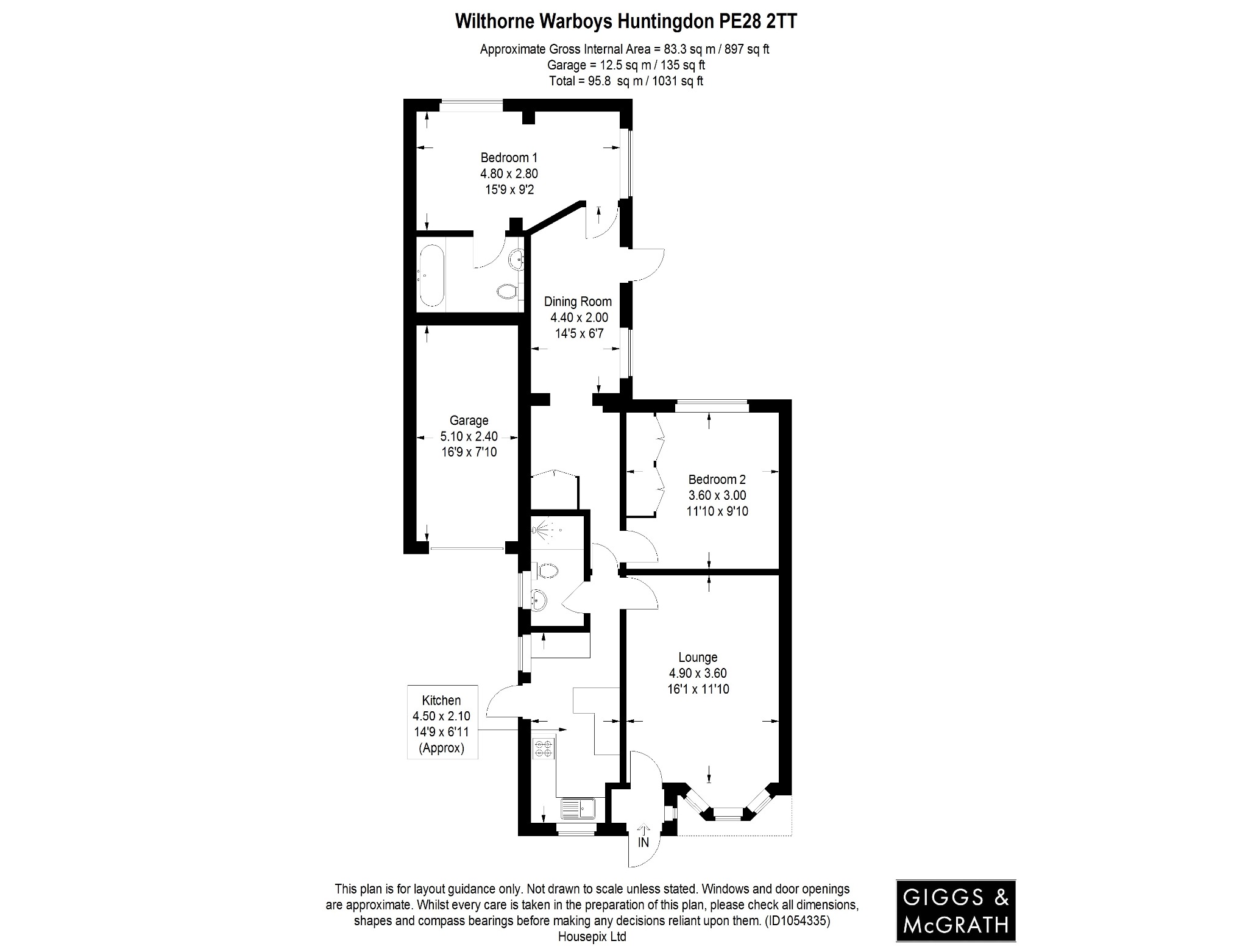 2 bed detached bungalow for sale in Wilthorne, Huntingdon - Property Floorplan