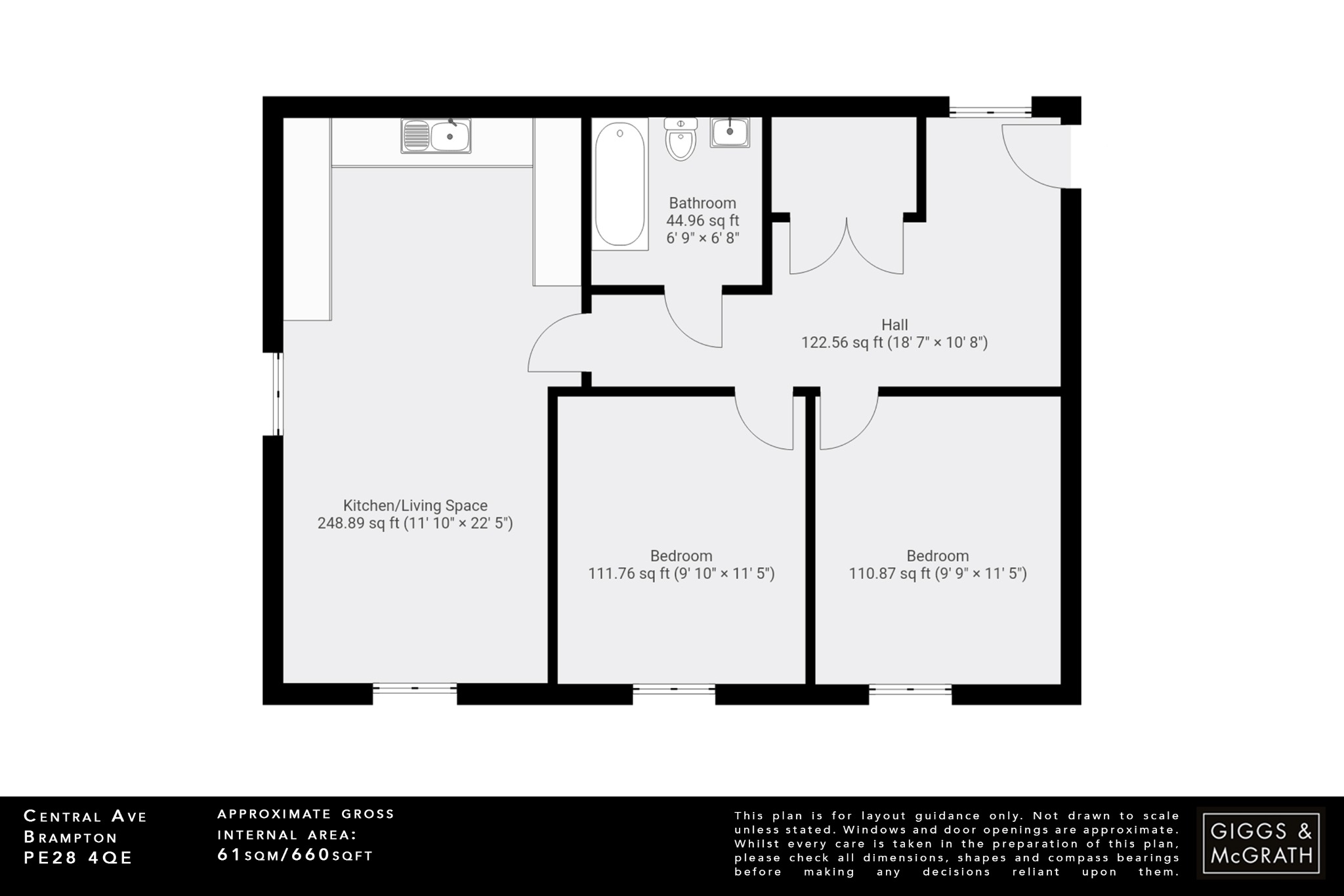 2 bed flat for sale in Central Avenue, Huntingdon - Property Floorplan
