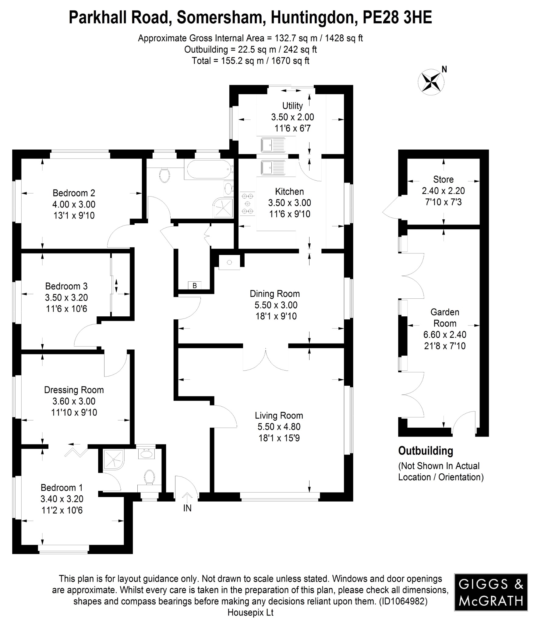 3 bed detached bungalow for sale in Parkhall Road, Huntingdon - Property Floorplan