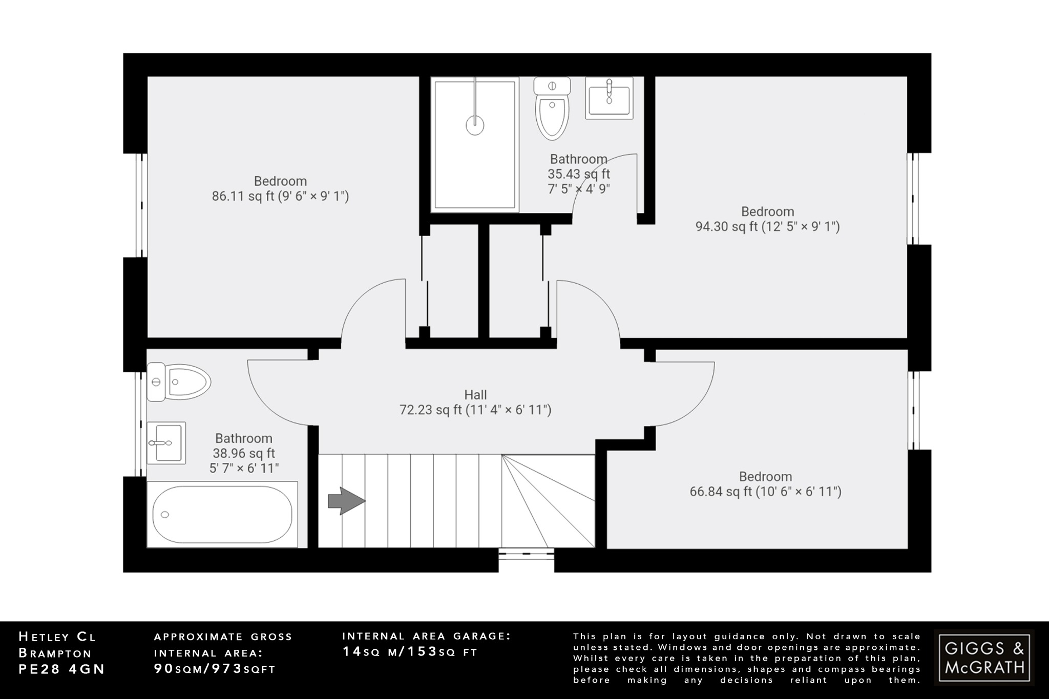 3 bed semi-detached house for sale in Hetley Close, Huntingdon - Property Floorplan