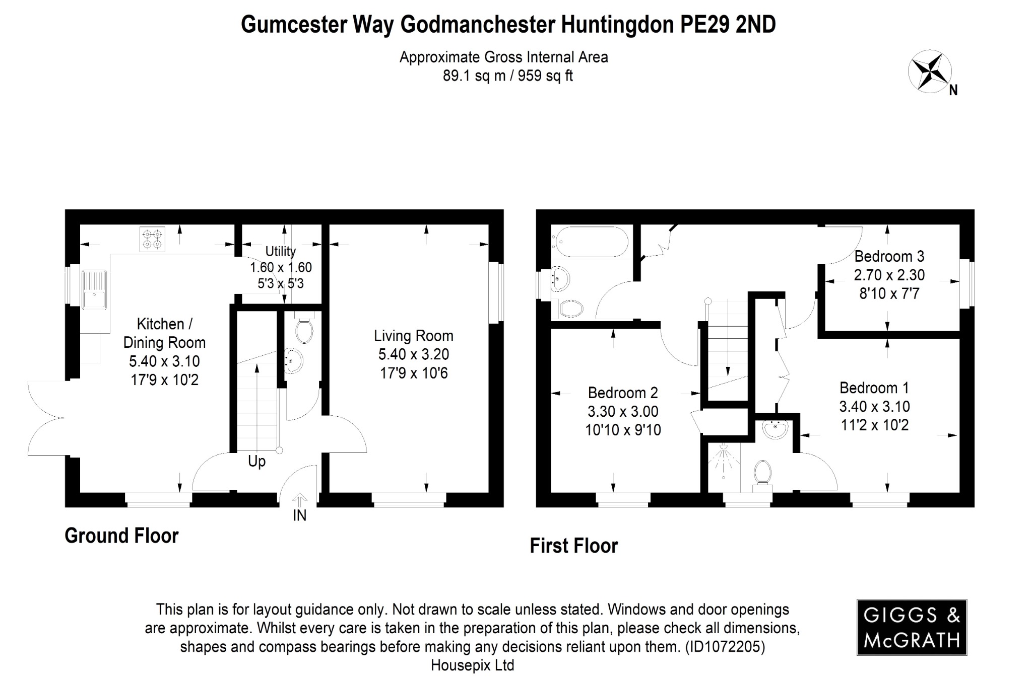 3 bed semi-detached house for sale in Gumcester Way, Huntingdon - Property Floorplan