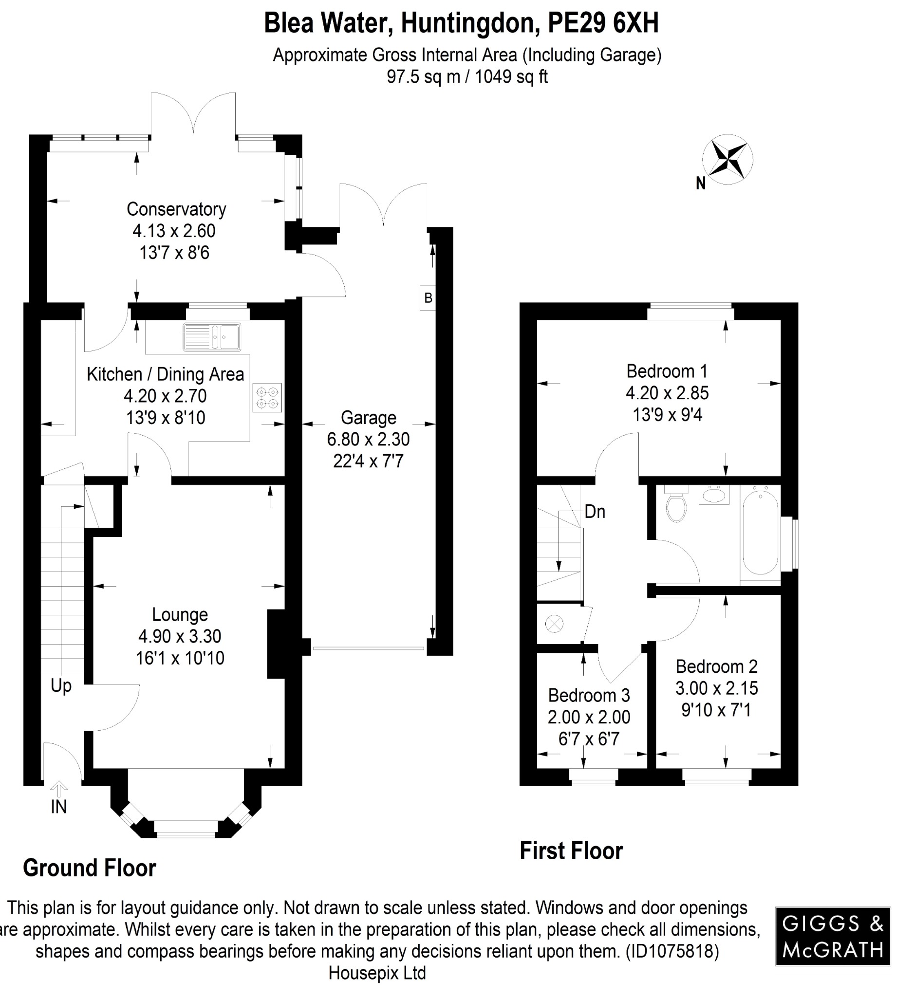 3 bed semi-detached house for sale in Blea Water, Huntingdon - Property Floorplan