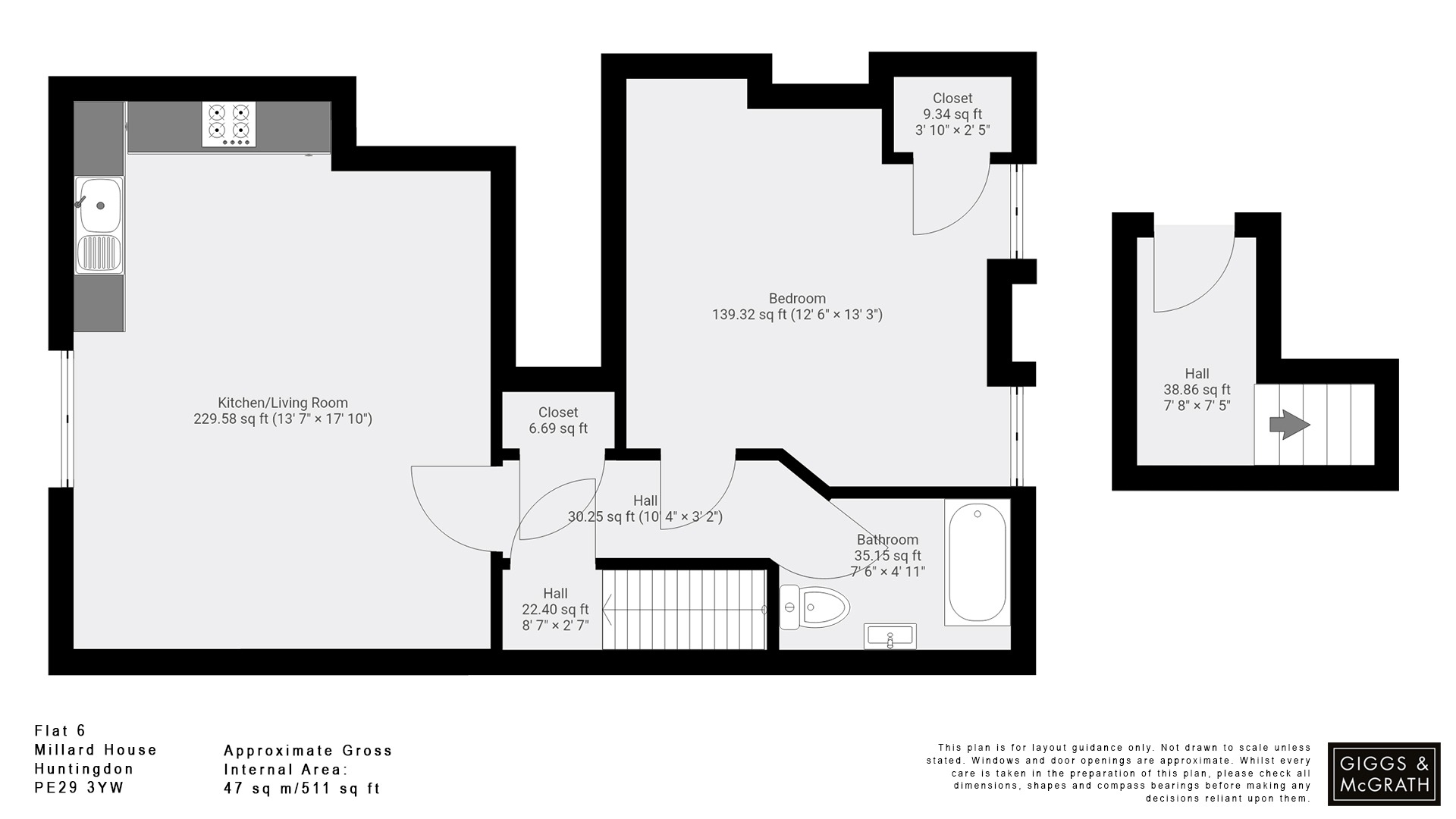1 bed flat for sale in Mill Road, Huntingdon - Property Floorplan