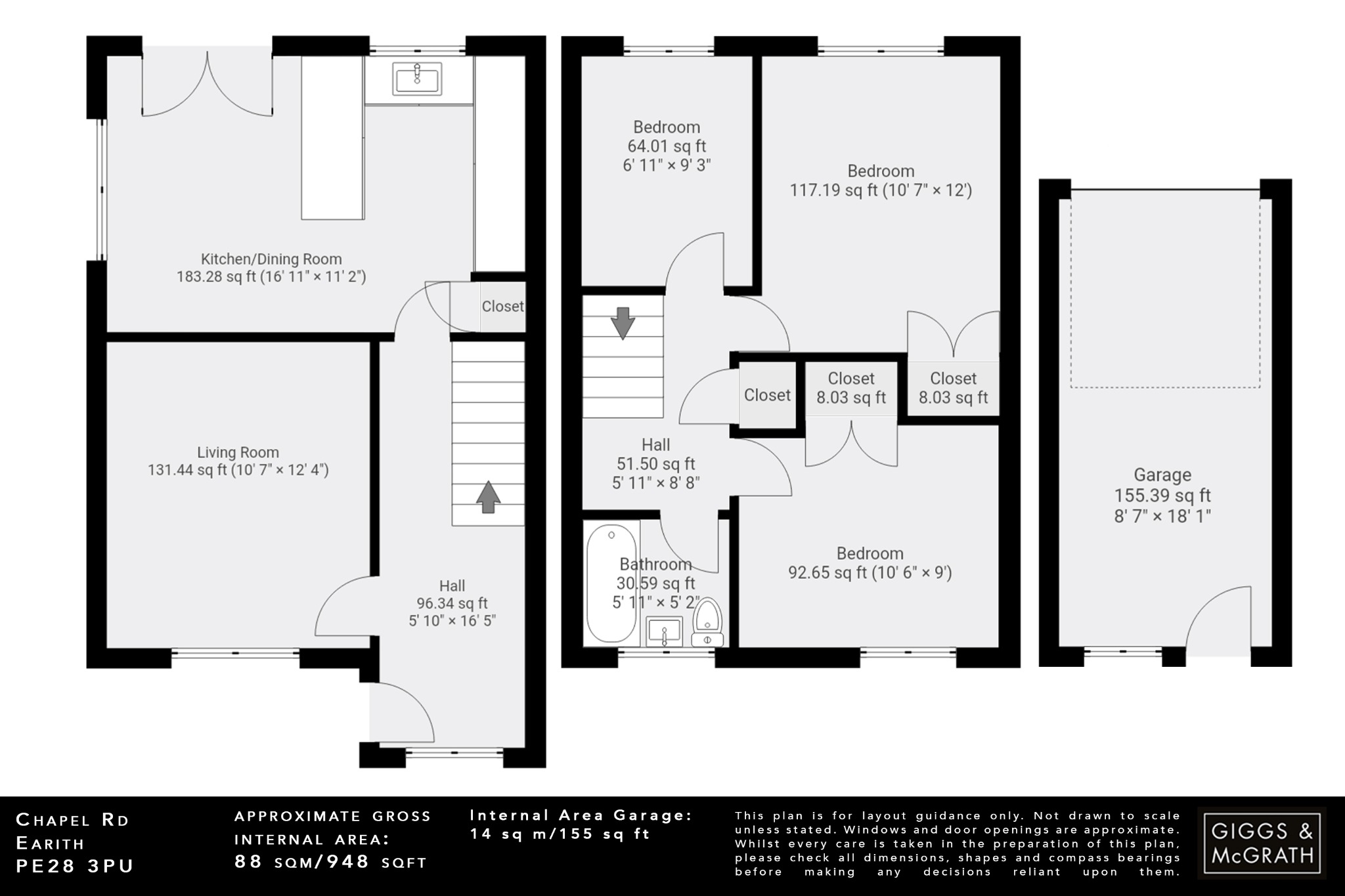 3 bed semi-detached house for sale in Chapel Road, Huntingdon - Property Floorplan
