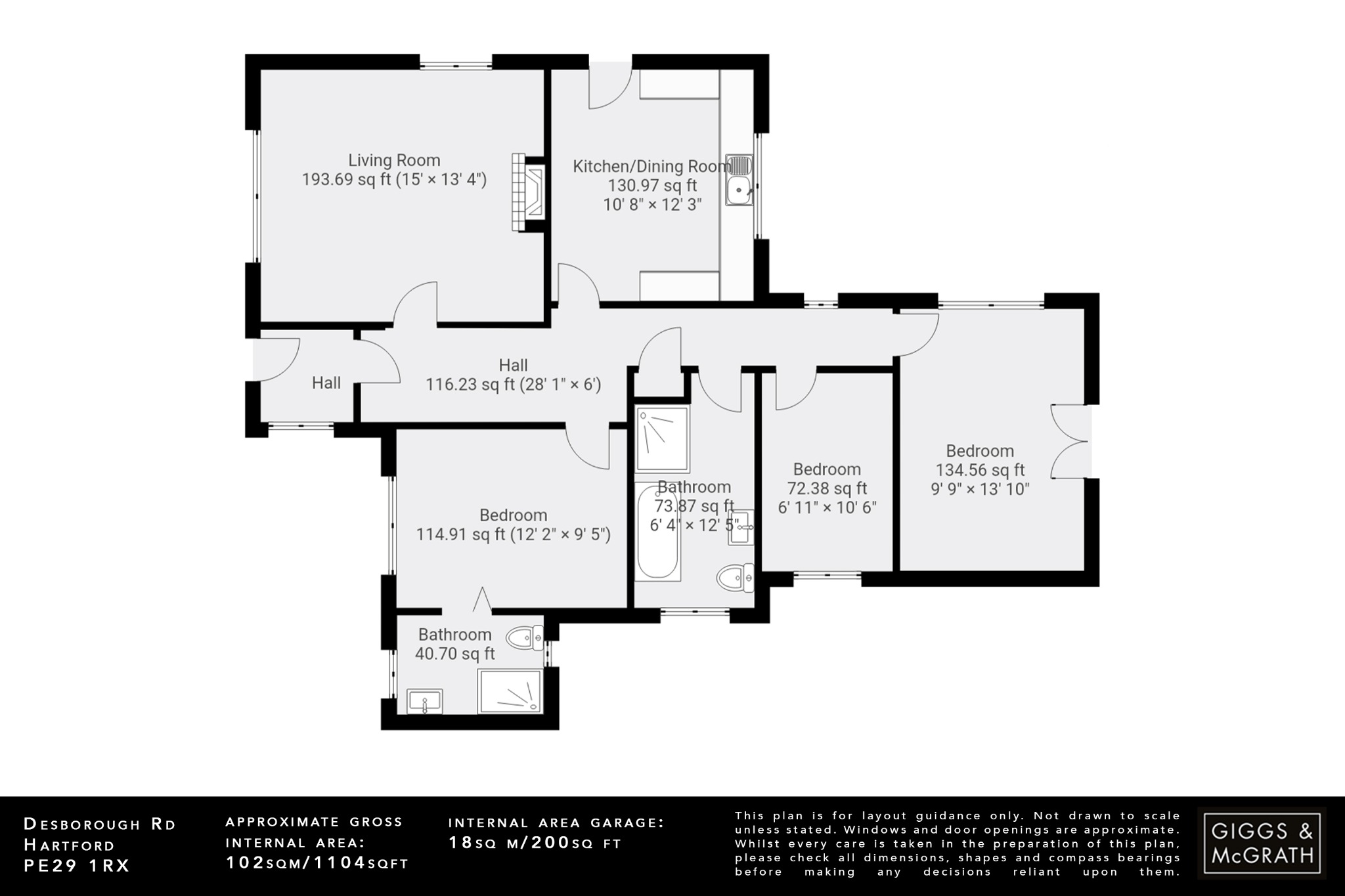 3 bed detached bungalow for sale in Desborough Road, Huntingdon - Property Floorplan