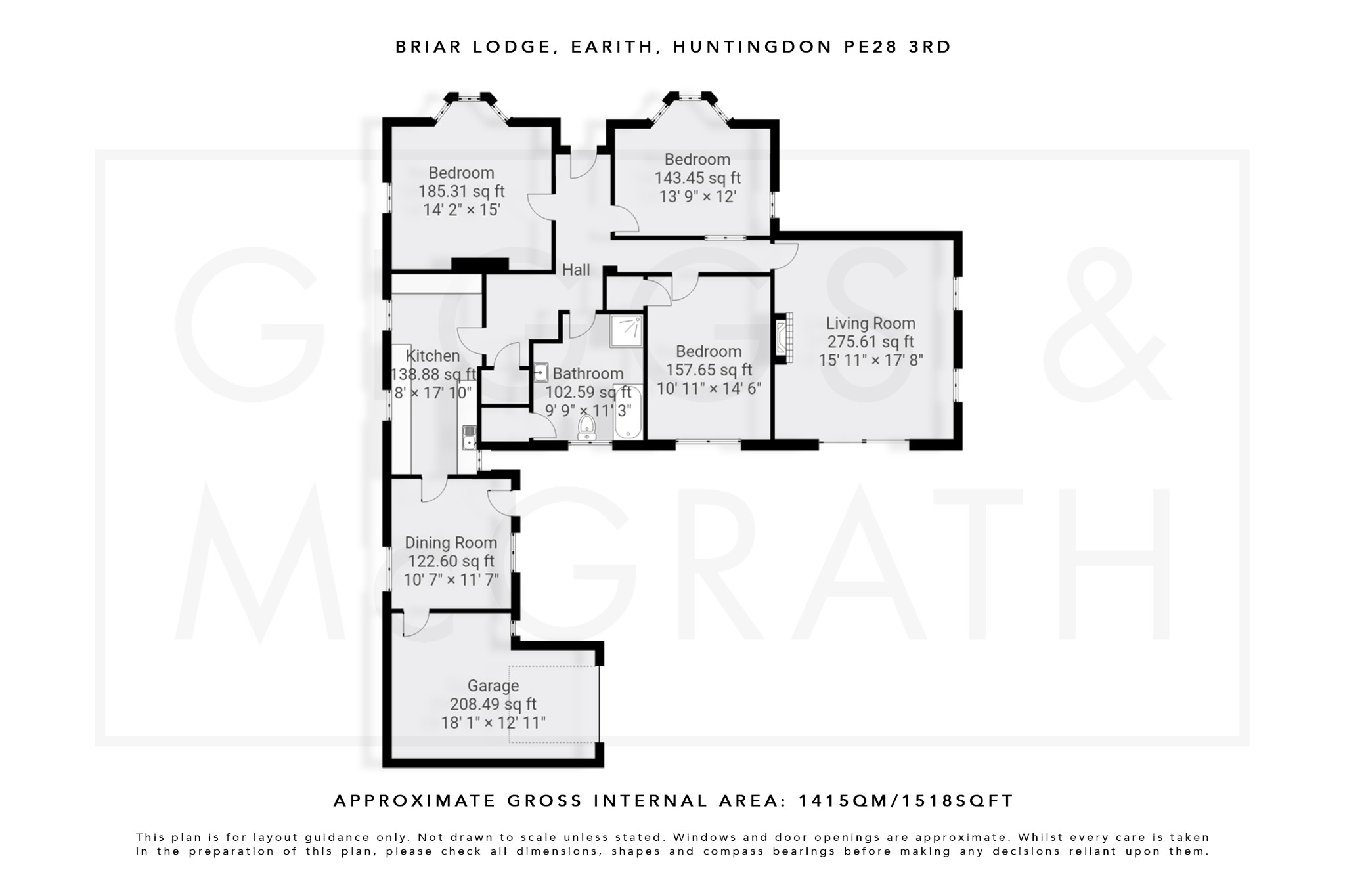 3 bed detached bungalow for sale in Colne Road, Huntingdon - Property Floorplan