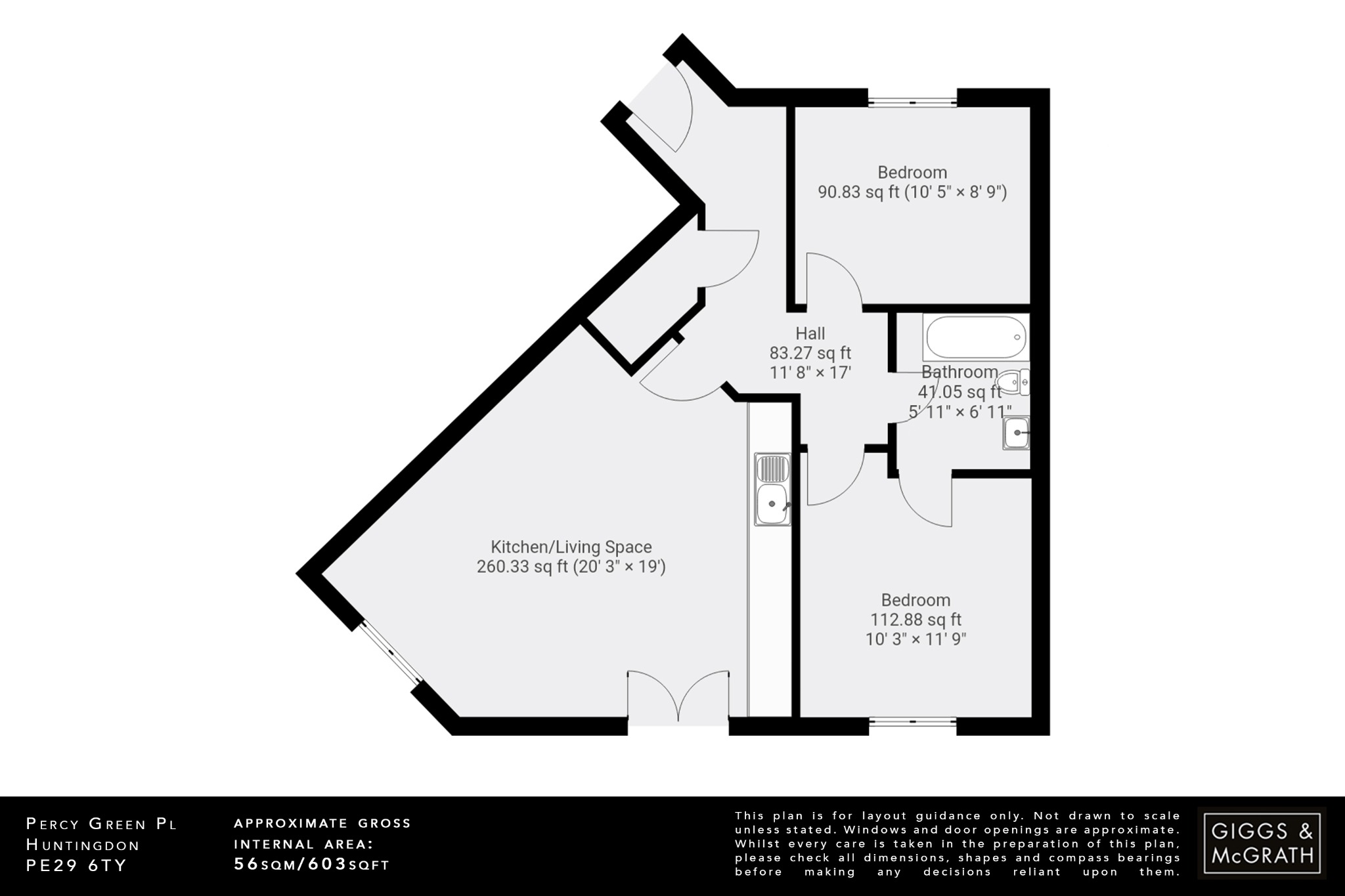 2 bed flat for sale in Percy Green Place, Huntingdon - Property Floorplan