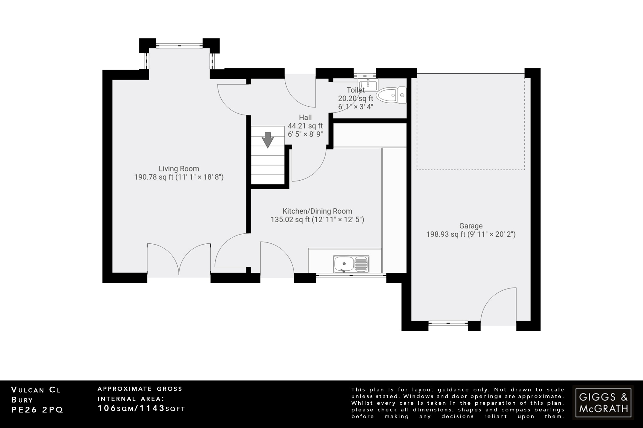3 bed terraced house for sale in Vulcan Close, Huntingdon - Property Floorplan