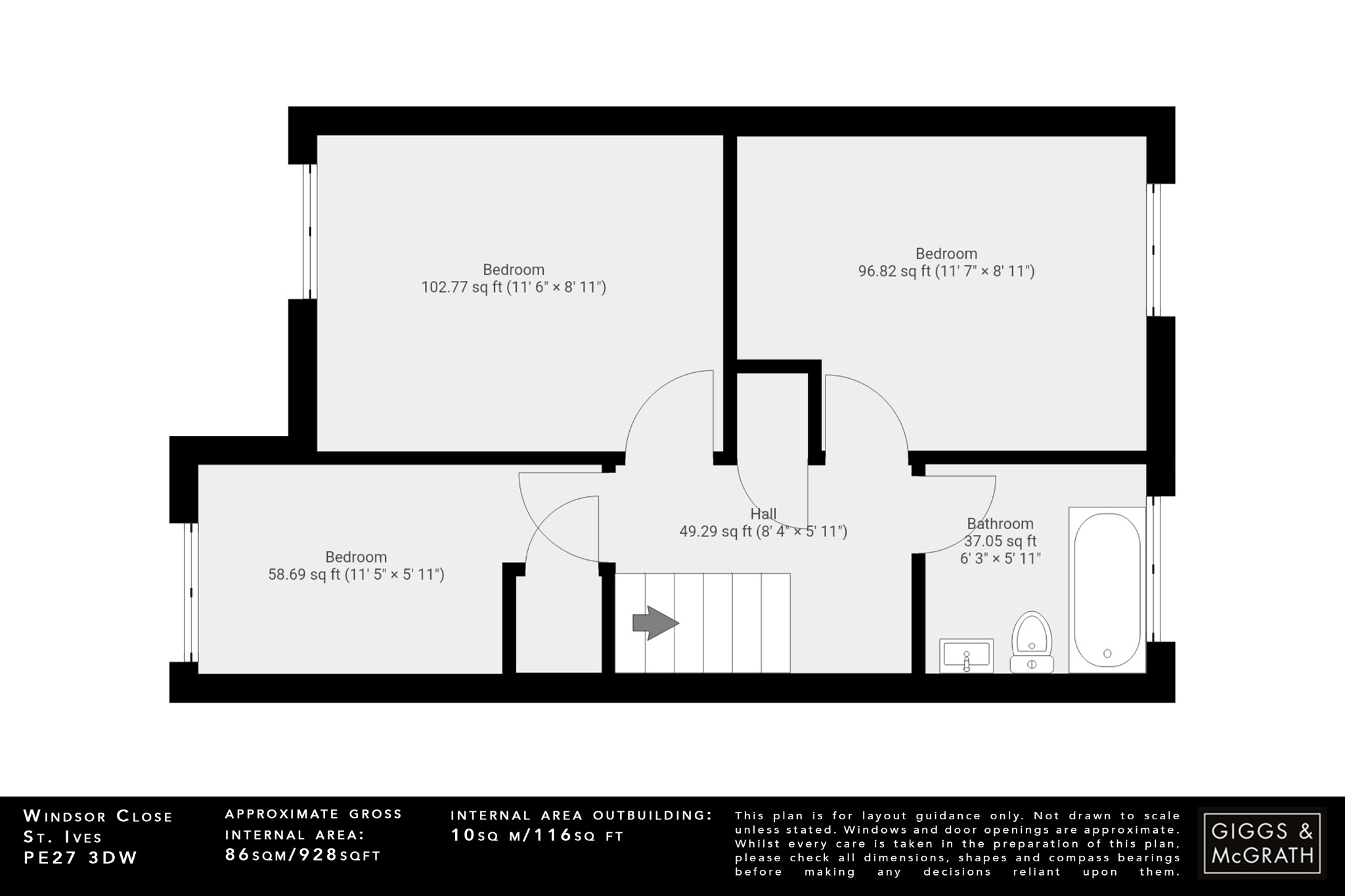 3 bed terraced house for sale in Windsor Close, St. Ives - Property Floorplan