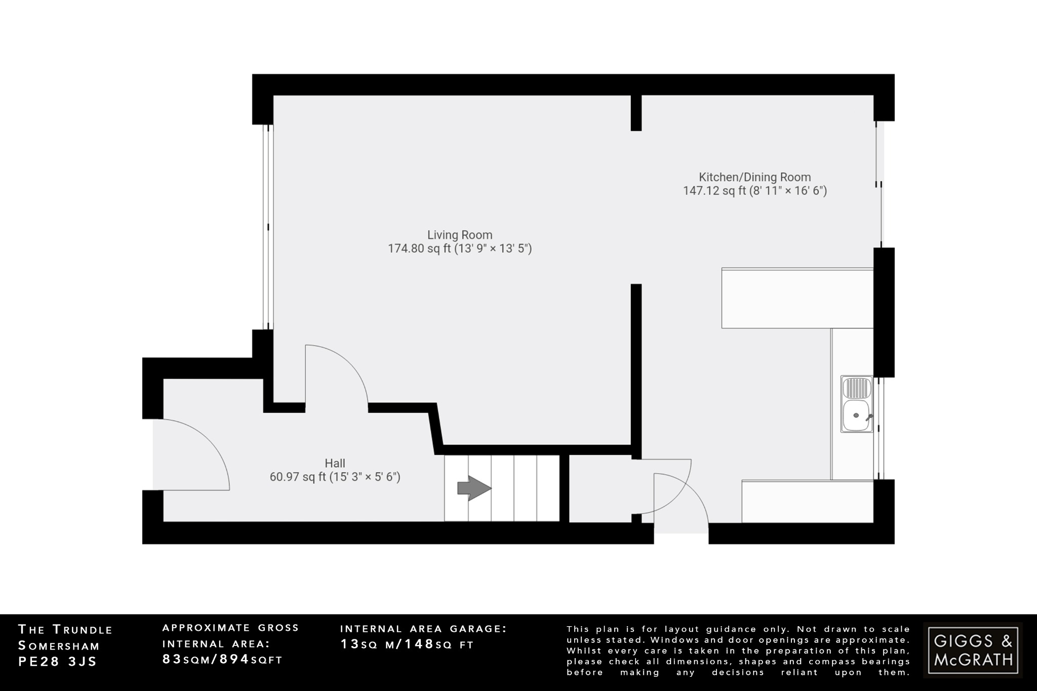 3 bed semi-detached house for sale in The Trundle, Huntingdon - Property Floorplan