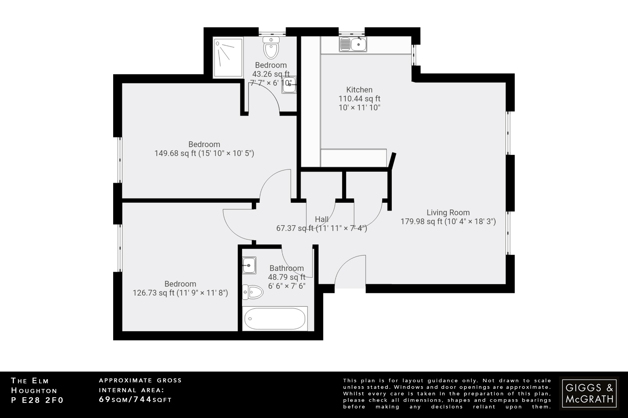 2 bed flat for sale in Thicket Road, Huntingdon - Property Floorplan