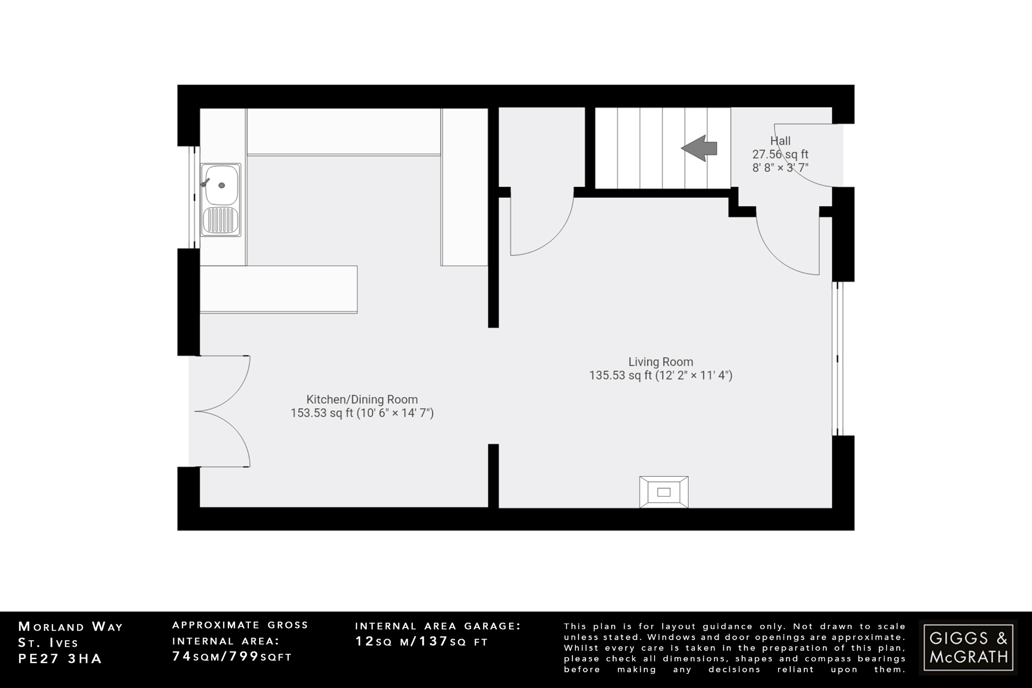 3 bed terraced house for sale in Morland Way, St. Ives - Property Floorplan