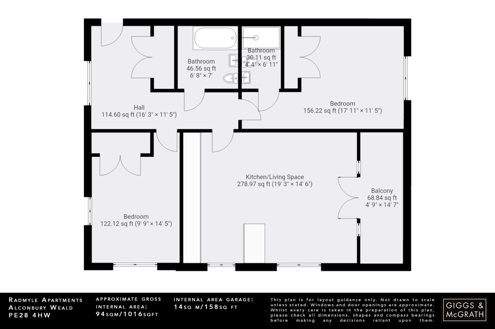 2 bed penthouse for sale in Rawlyns Way, Huntingdon - Property Floorplan