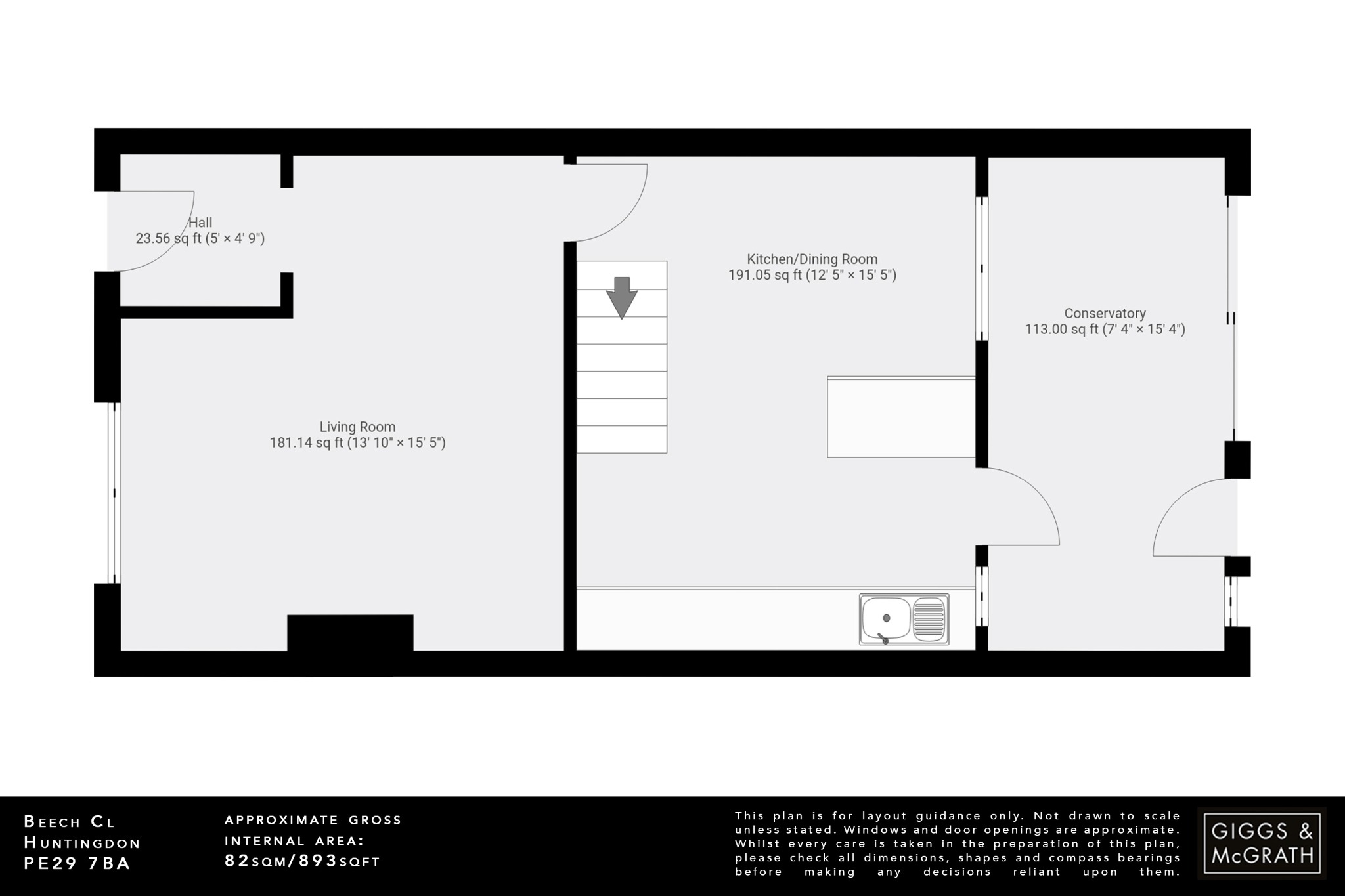 3 bed terraced house for sale in Beech Close, Huntingdon - Property Floorplan