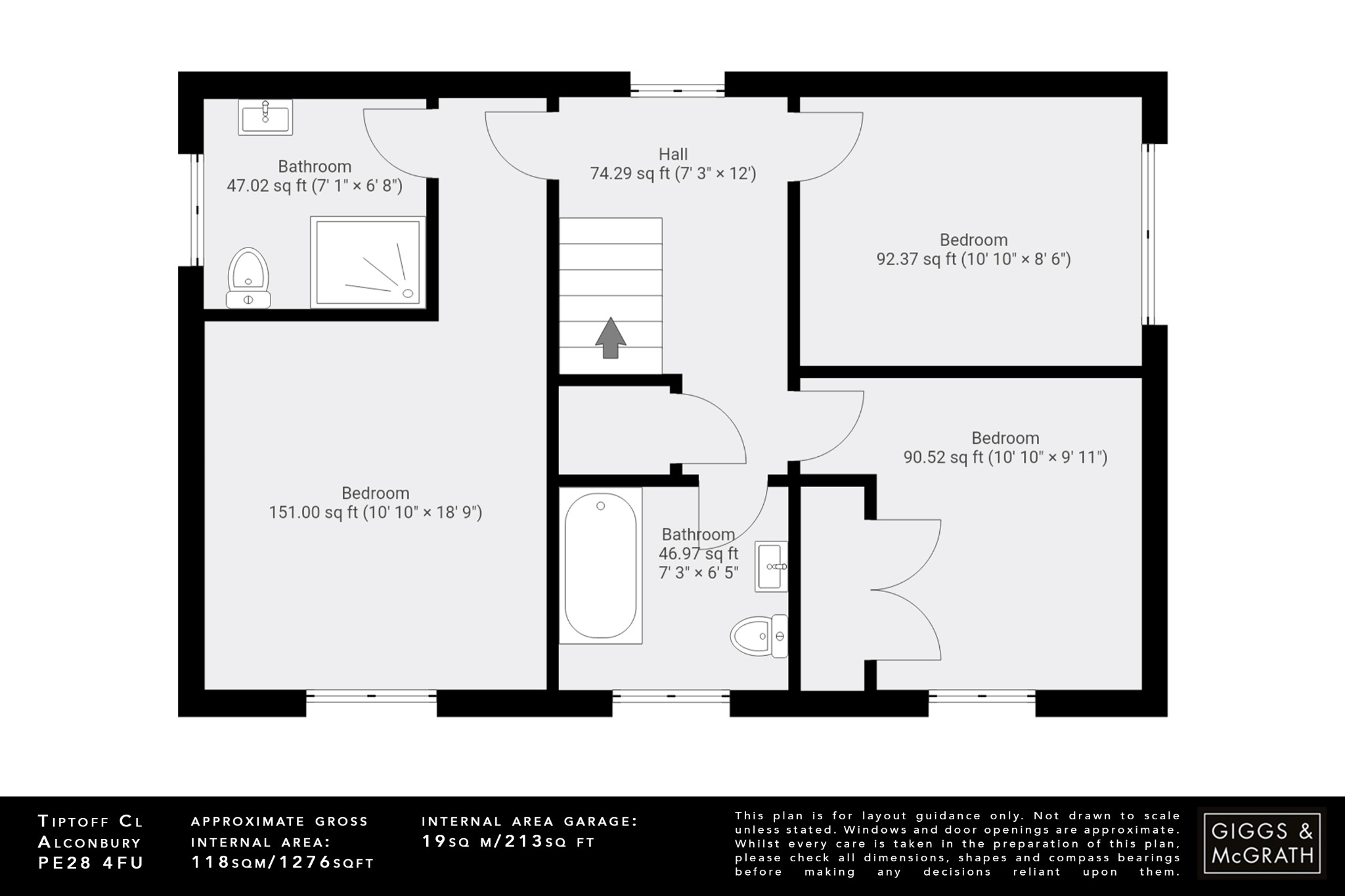 3 bed detached house for sale in Tiptoff Close, Huntingdon - Property Floorplan