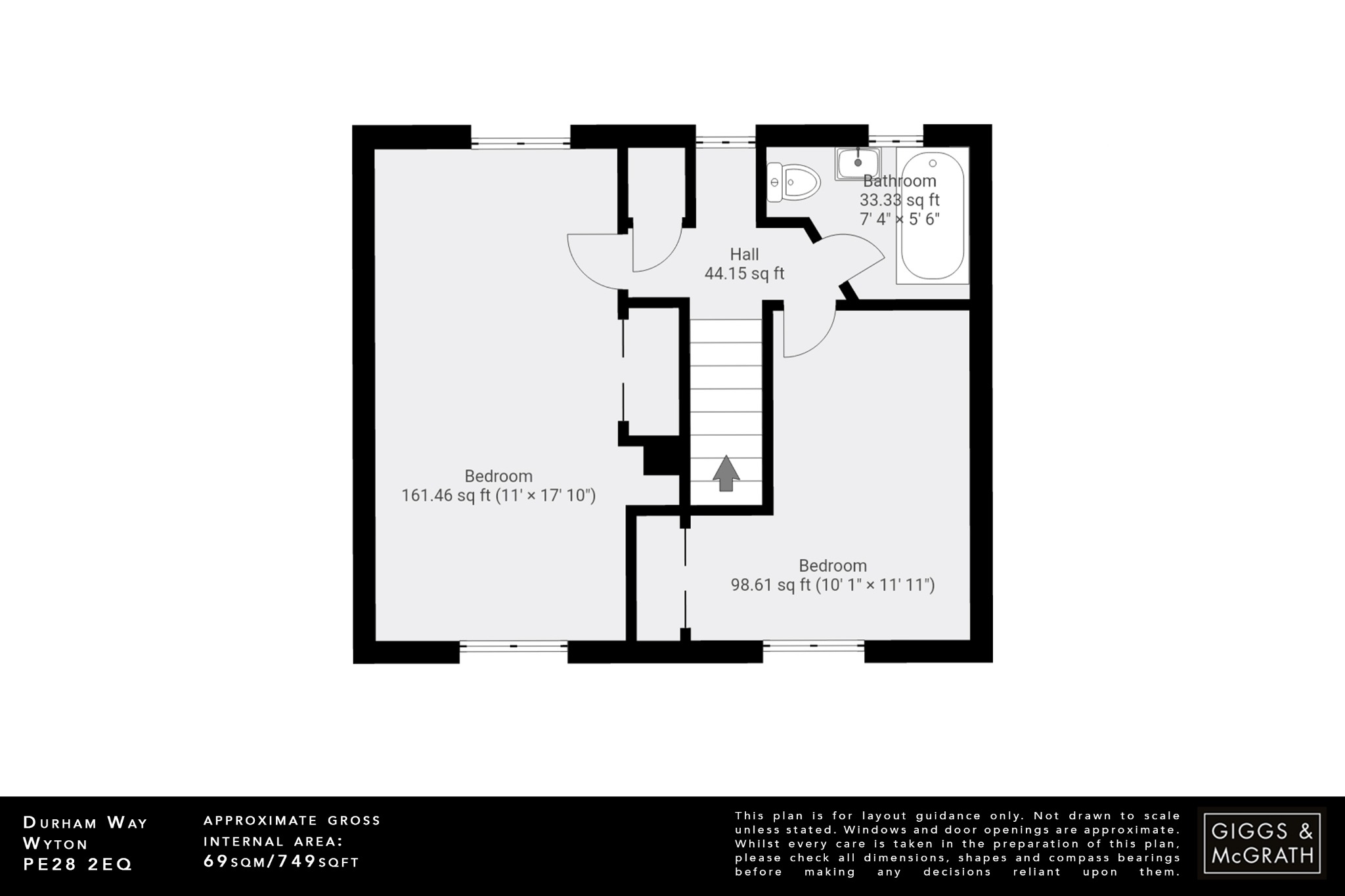 2 bed terraced house for sale in Durham Way, Huntingdon - Property Floorplan