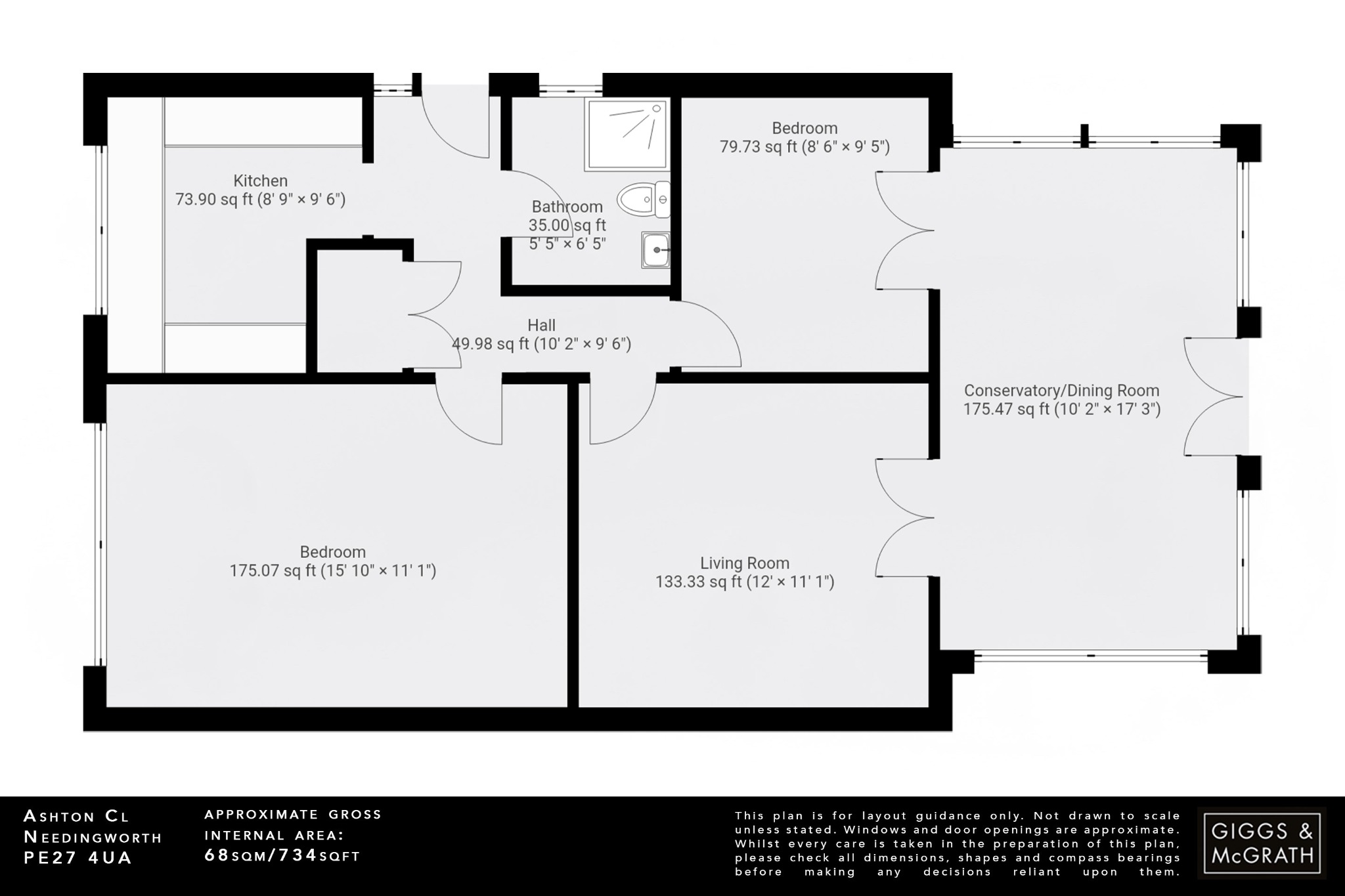 2 bed semi-detached bungalow for sale in Ashton Close, St. Ives - Property Floorplan