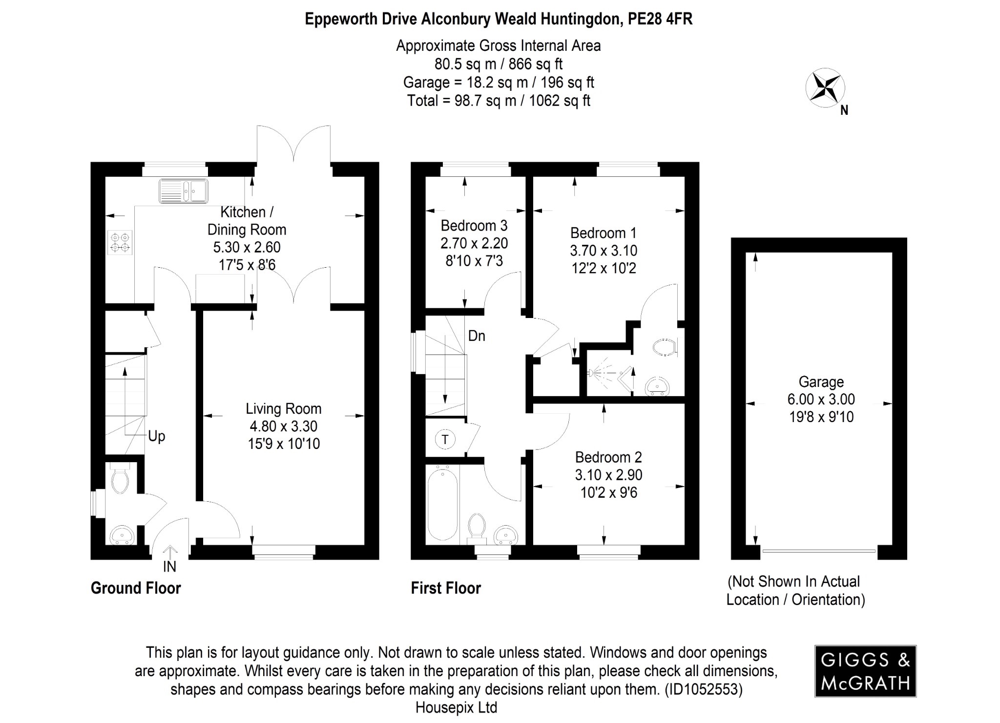 3 bed semi-detached house for sale in The Drive, Huntingdon - Property Floorplan
