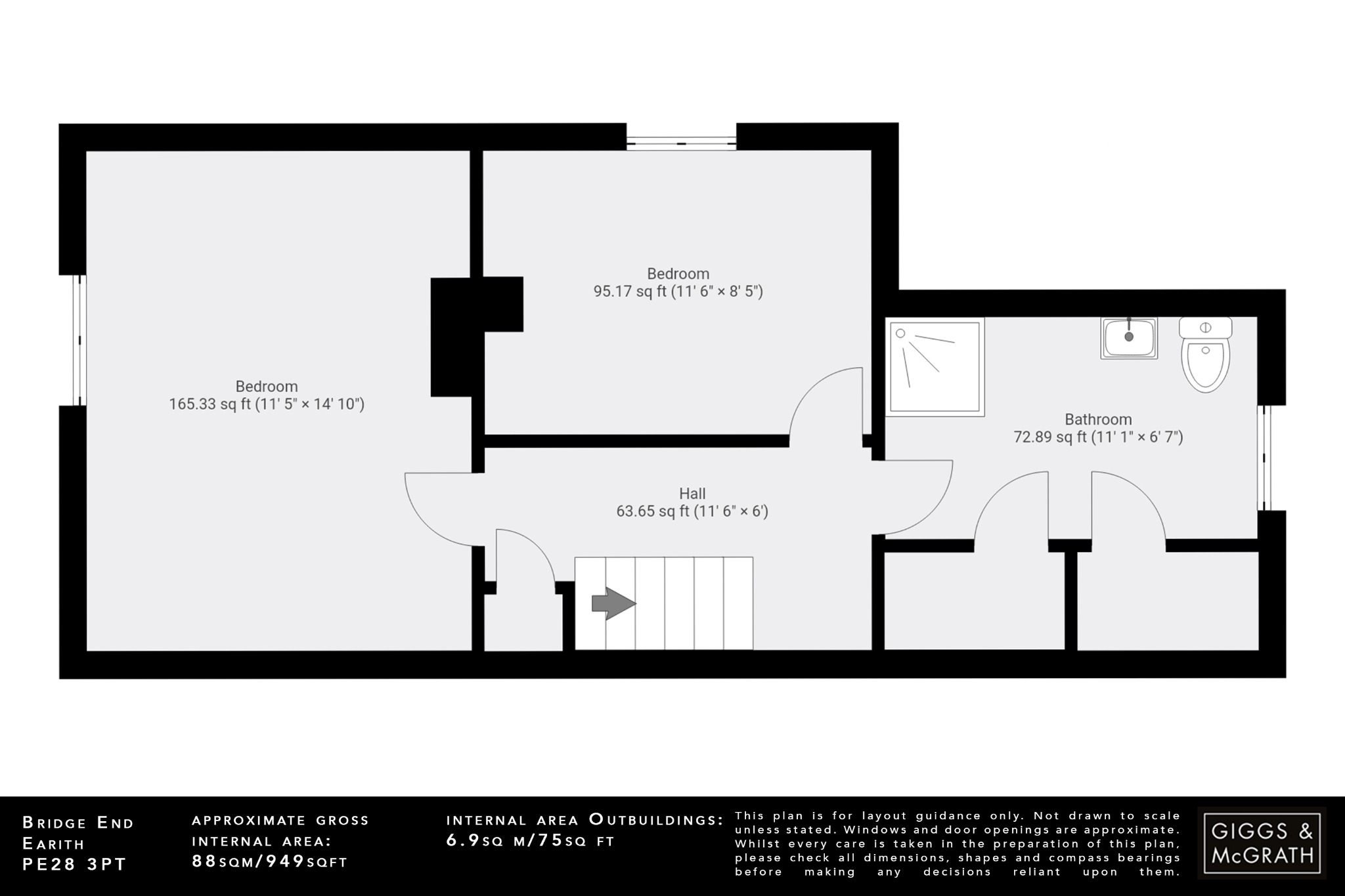2 bed semi-detached house for sale in Bridge End, Huntingdon - Property Floorplan