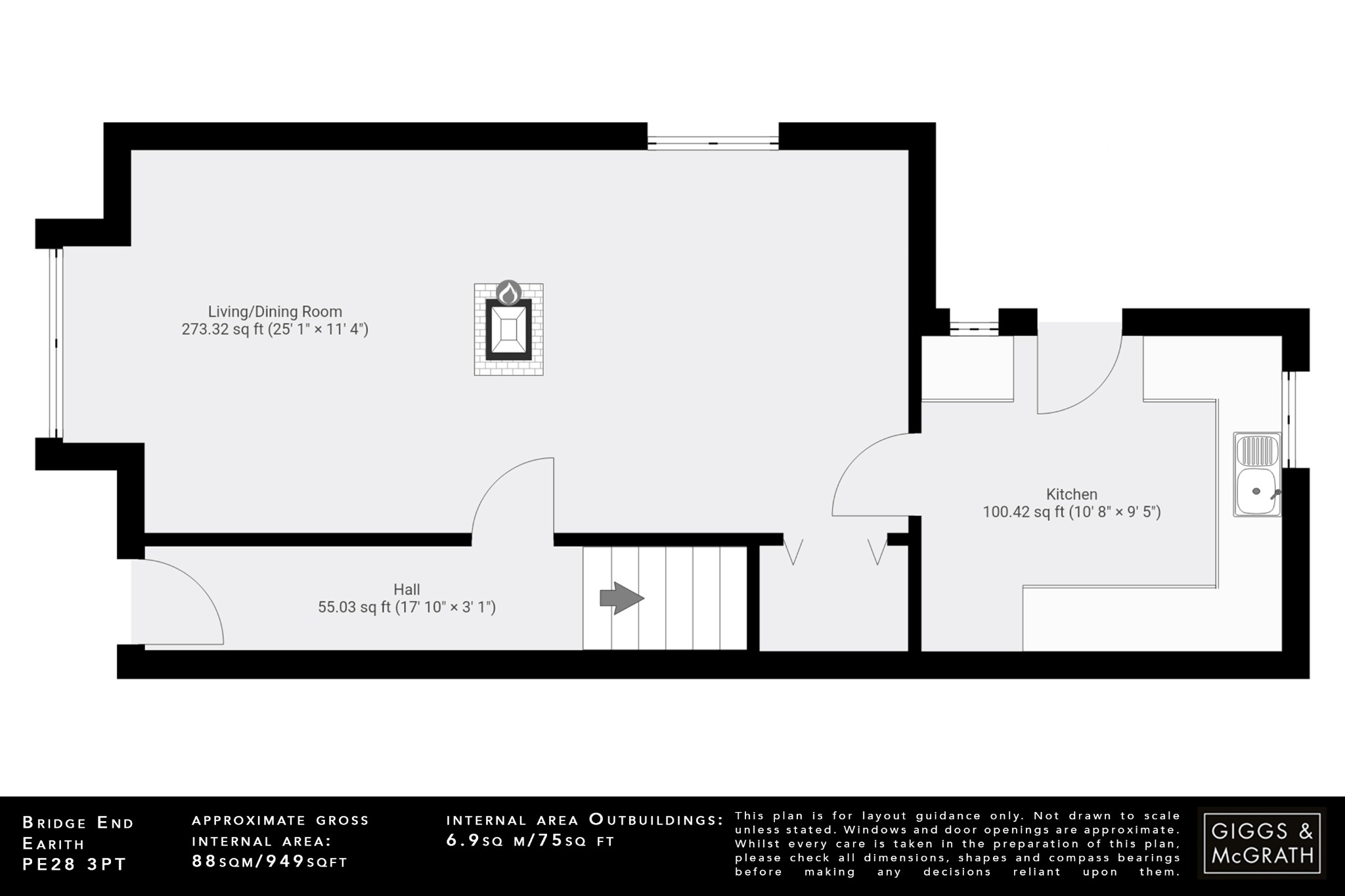 2 bed semi-detached house for sale in Bridge End, Huntingdon - Property Floorplan