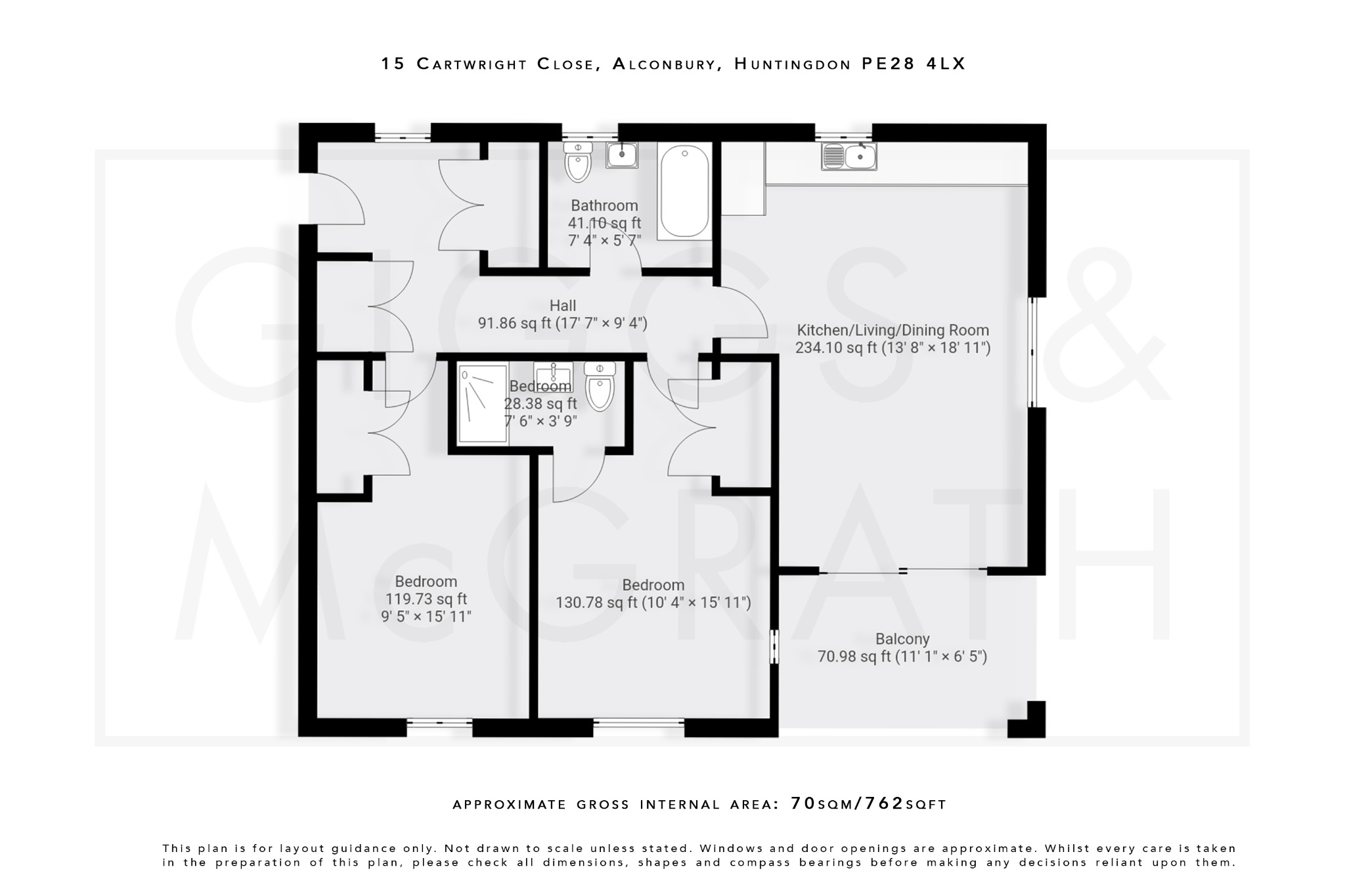 2 bed flat for sale in Cartwright Close, Huntingdon - Property Floorplan