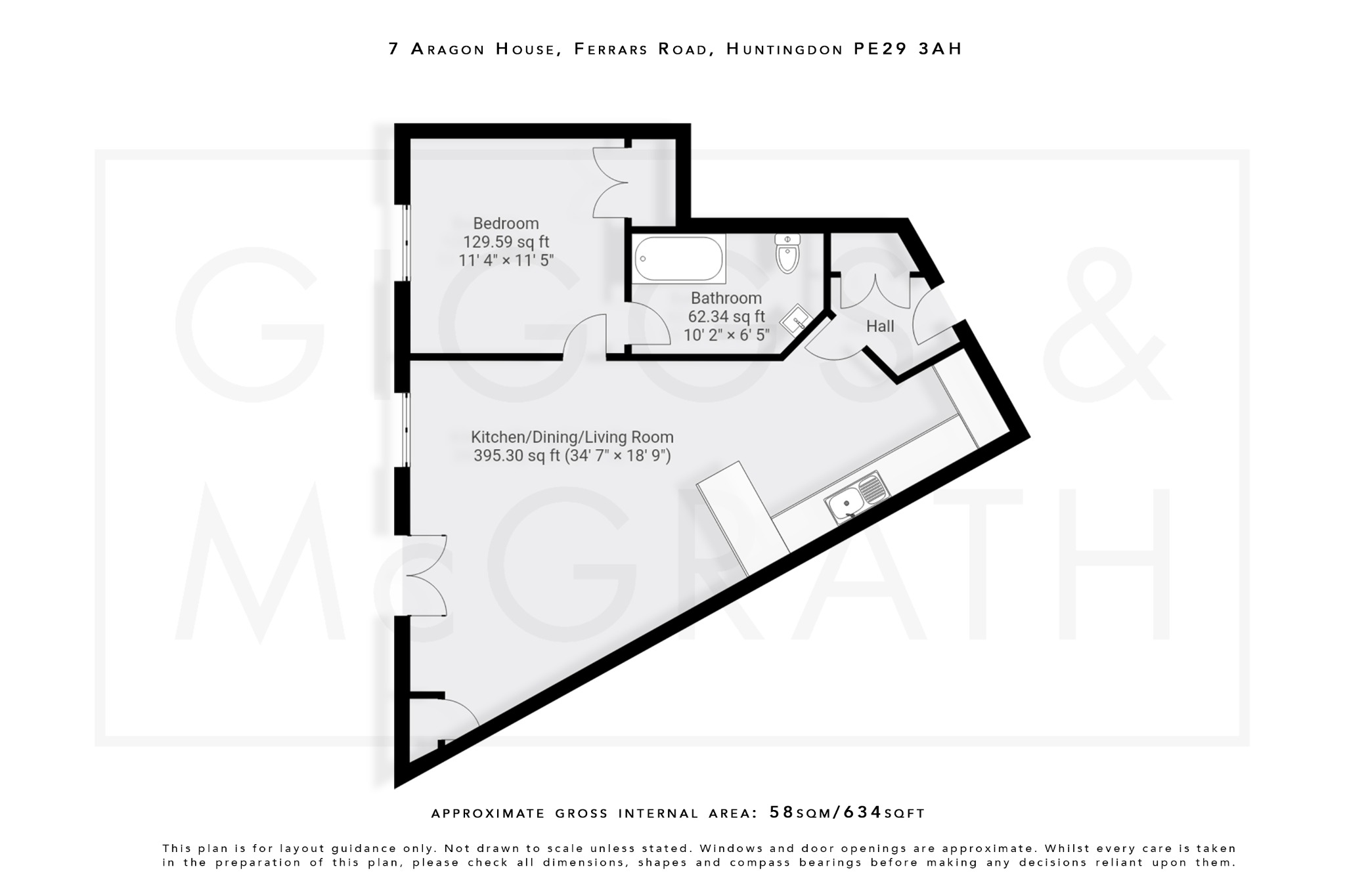 1 bed flat for sale in Ferrars Road, Cambridgeshire - Property Floorplan