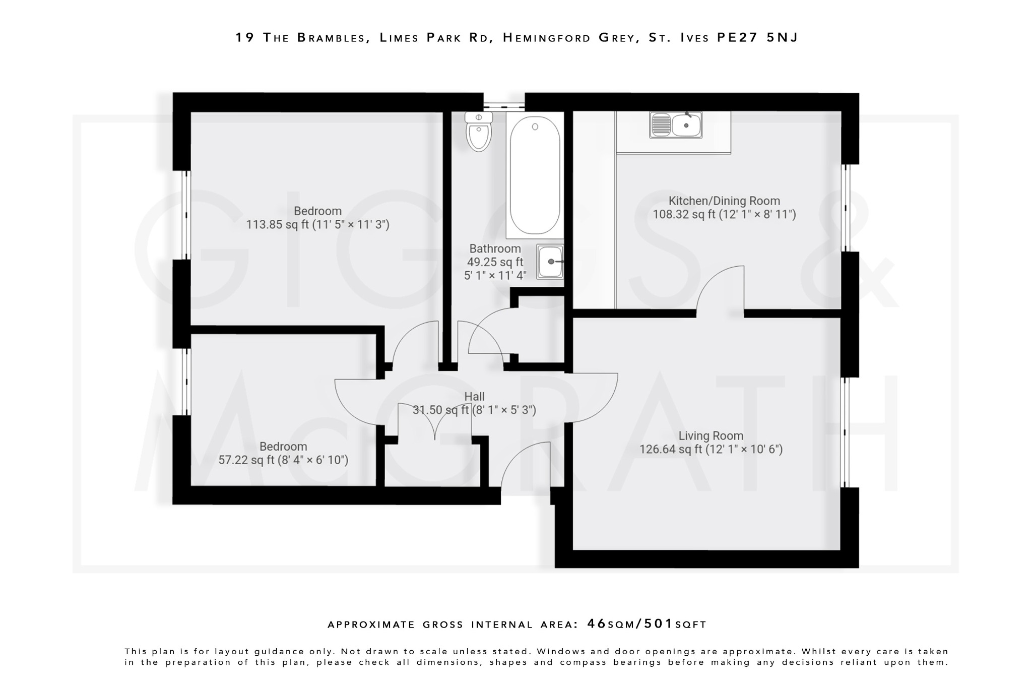 2 bed ground floor flat for sale in Limes Park Road, Cambridgeshire - Property Floorplan