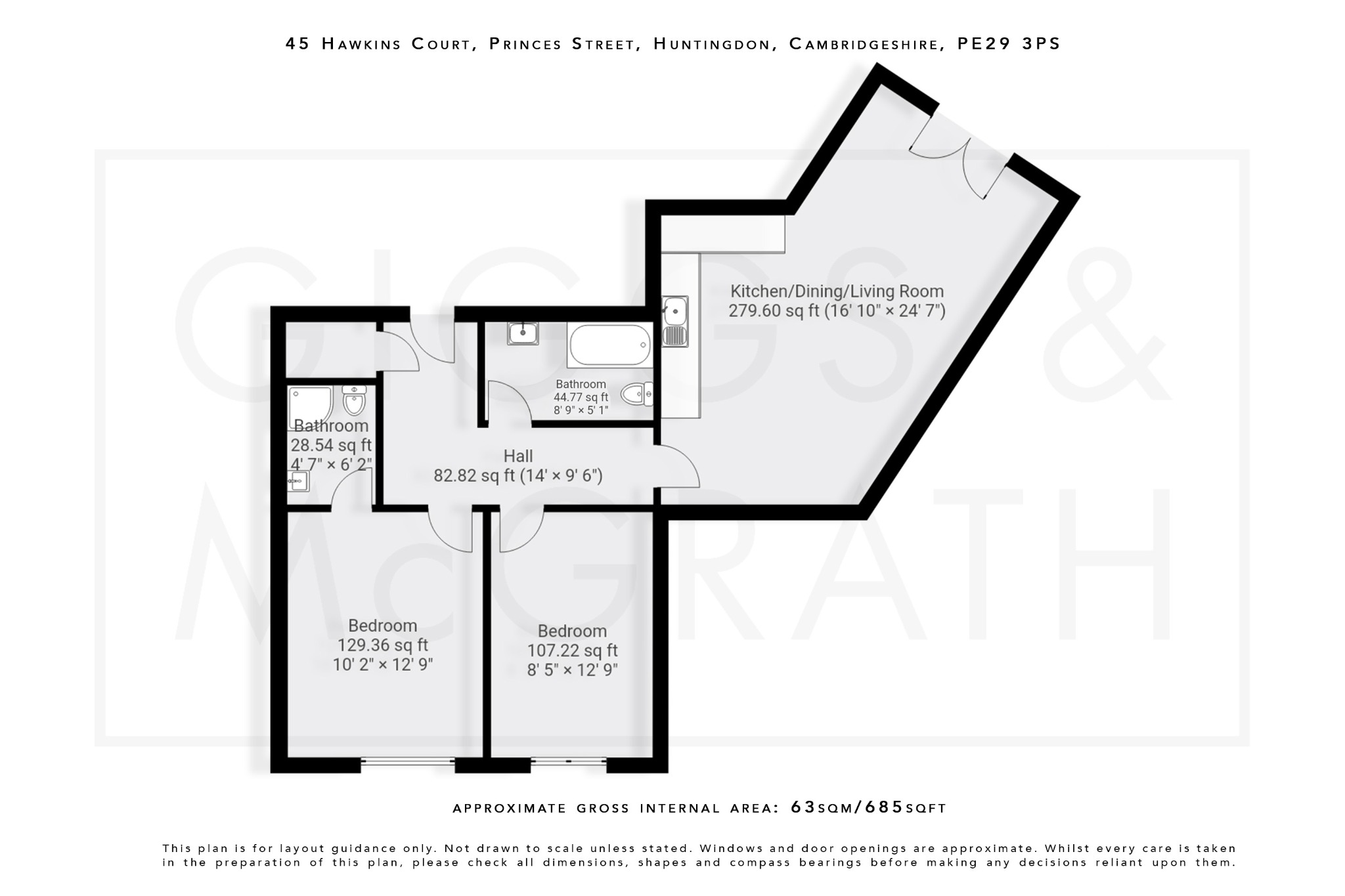 2 bed flat for sale in Princes Street, Cambridgeshire - Property Floorplan