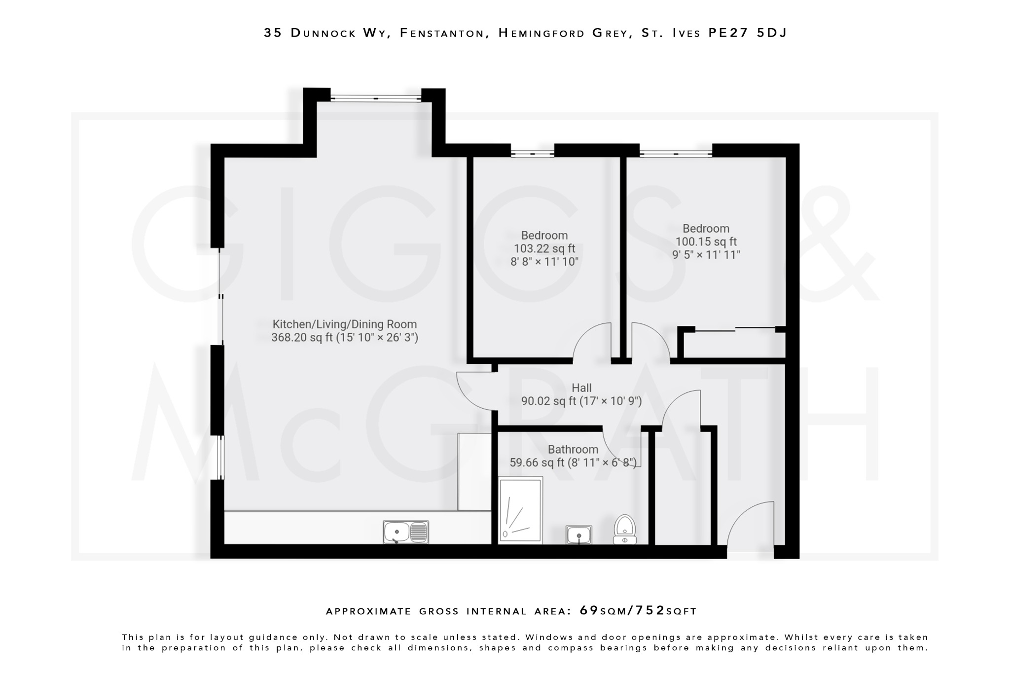 2 bed flat for sale in Dunnock Way, St. Ives - Property Floorplan