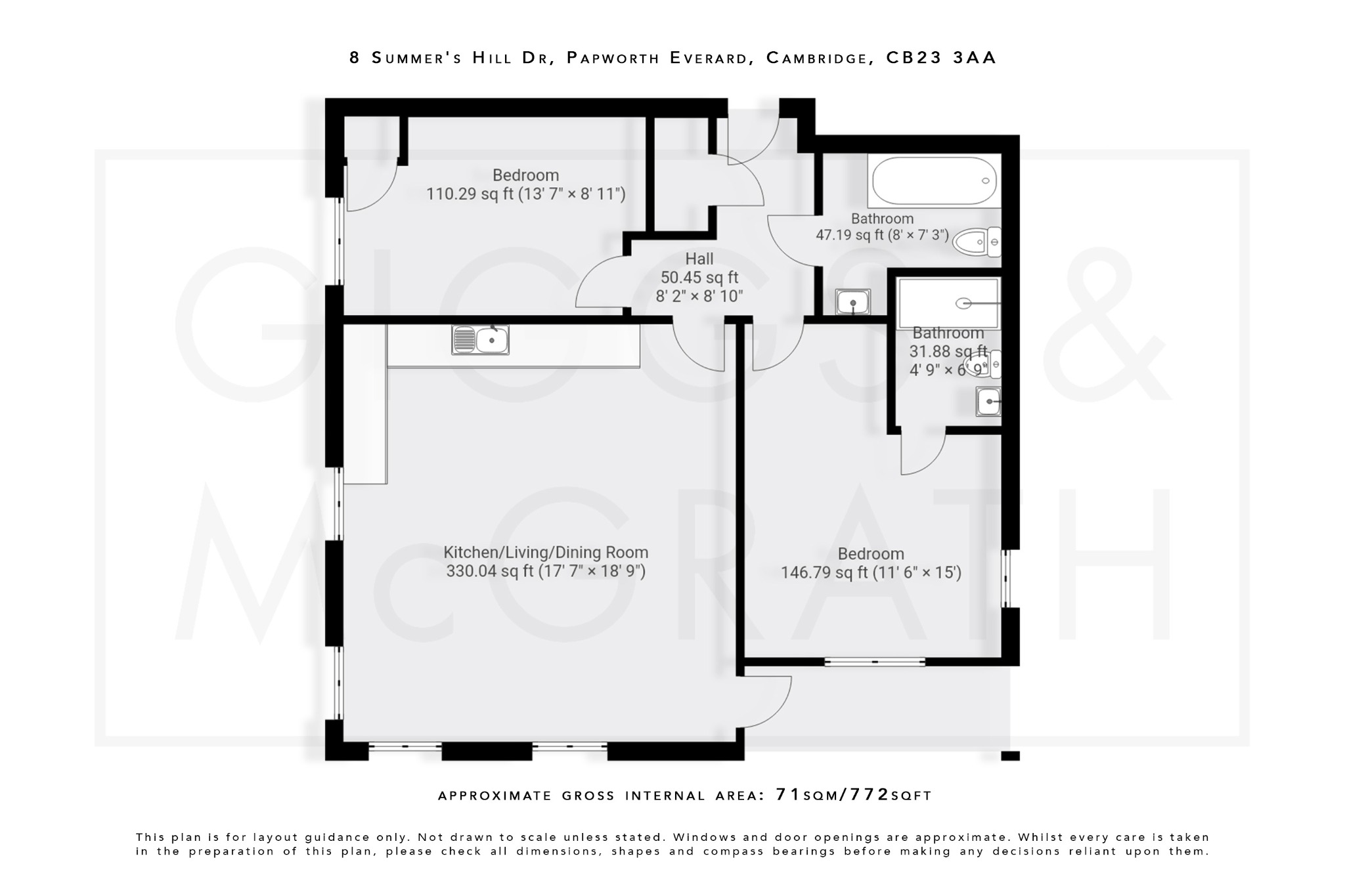 2 bed ground floor flat for sale in Summer's Hill Drive, Cambridgeshire - Property Floorplan
