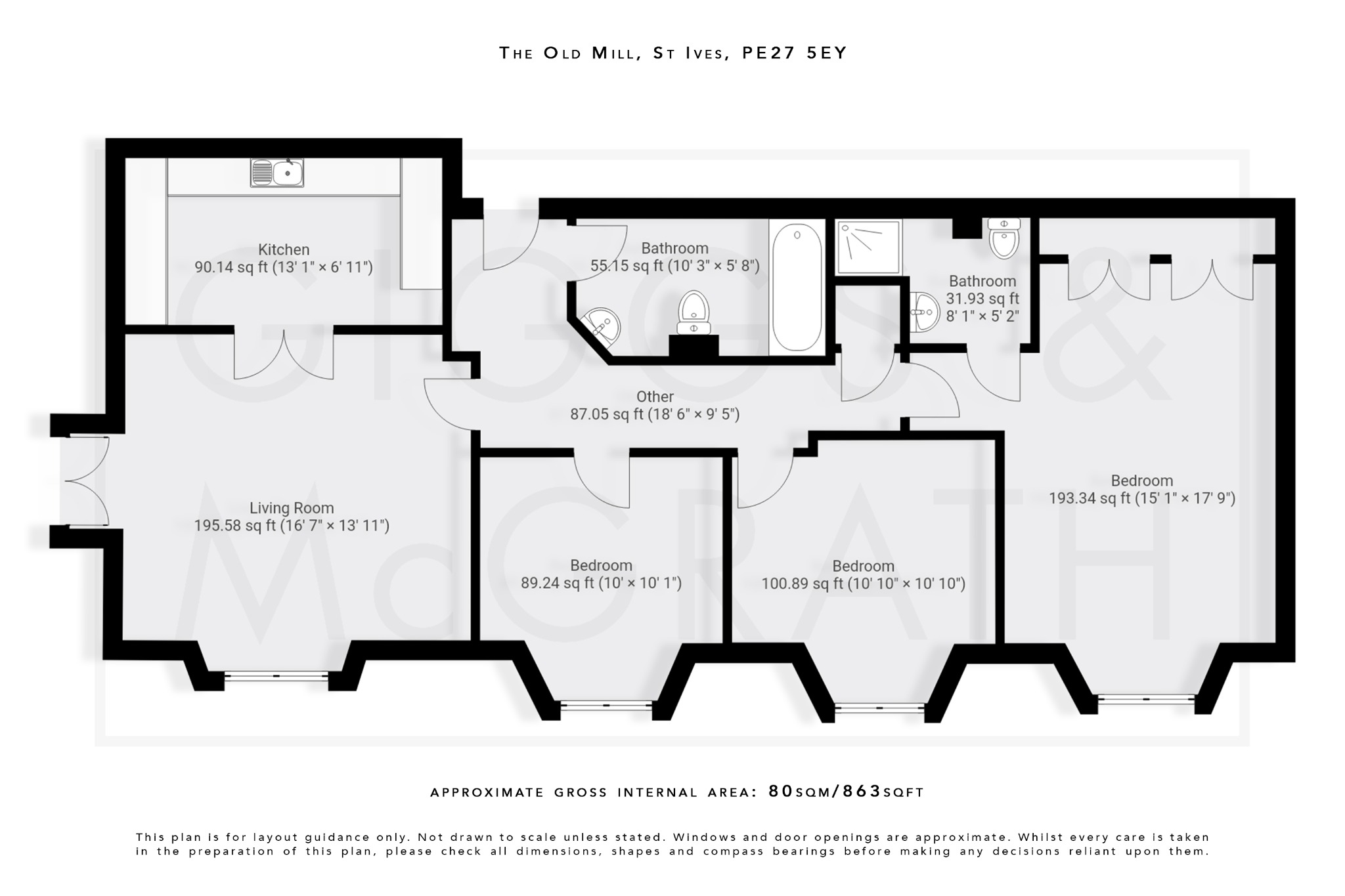 3 bed ground floor flat for sale in The Old Mill, St. Ives - Property Floorplan