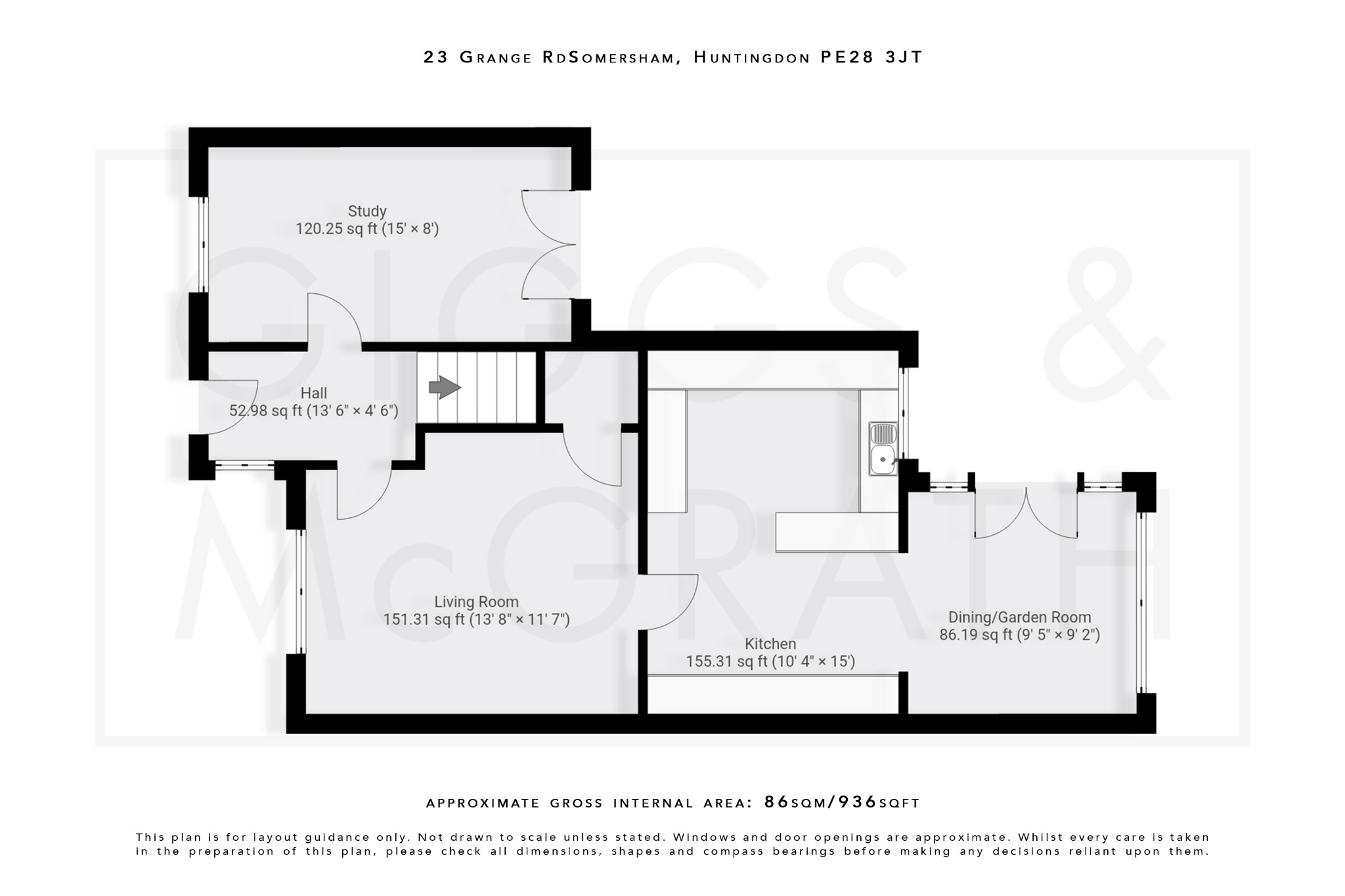 3 bed link detached house for sale in Grange Road, Cambridgeshire - Property Floorplan