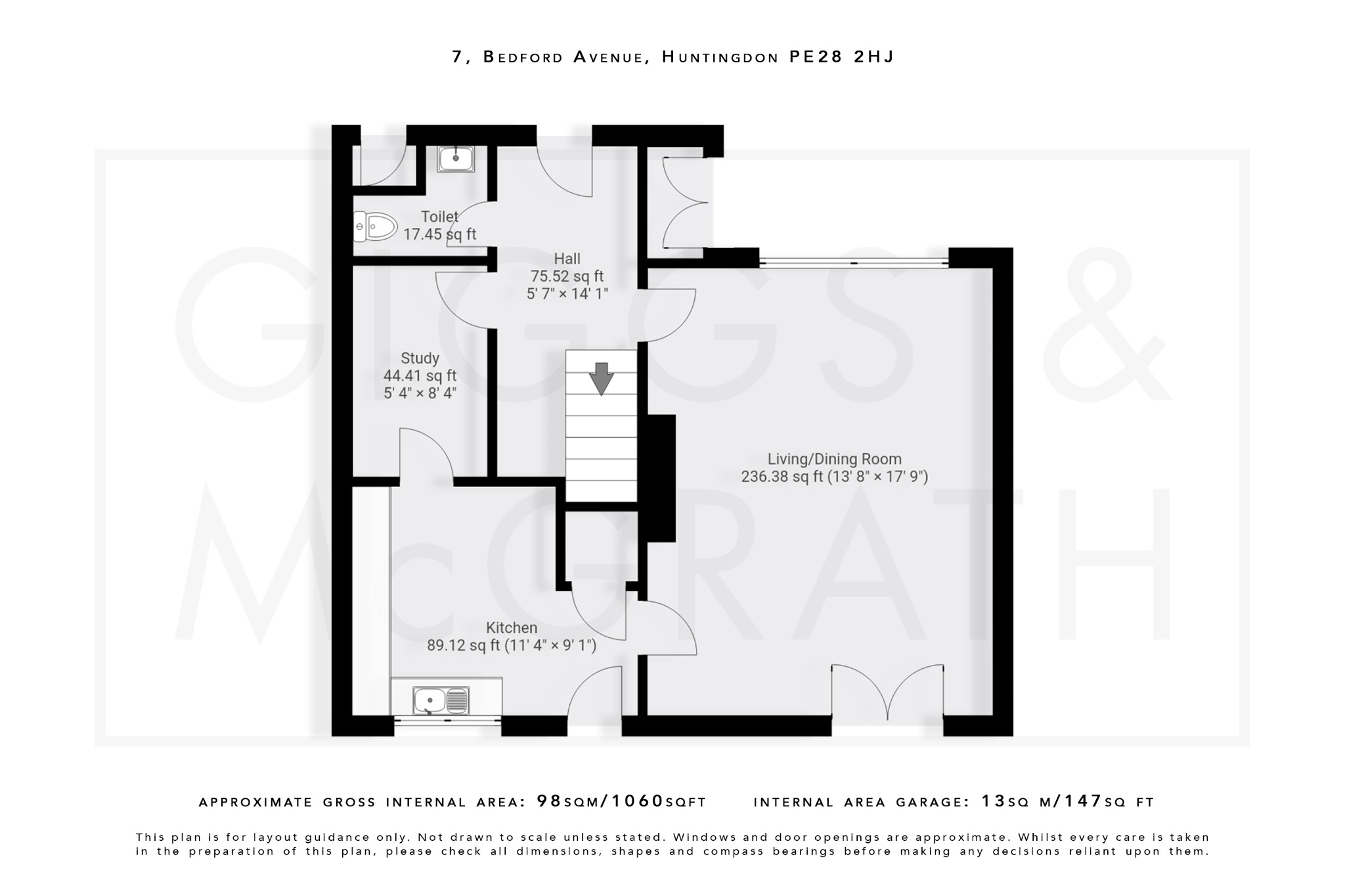 3 bed end of terrace house for sale in Bedford Avenue, Cambridgeshire - Property Floorplan