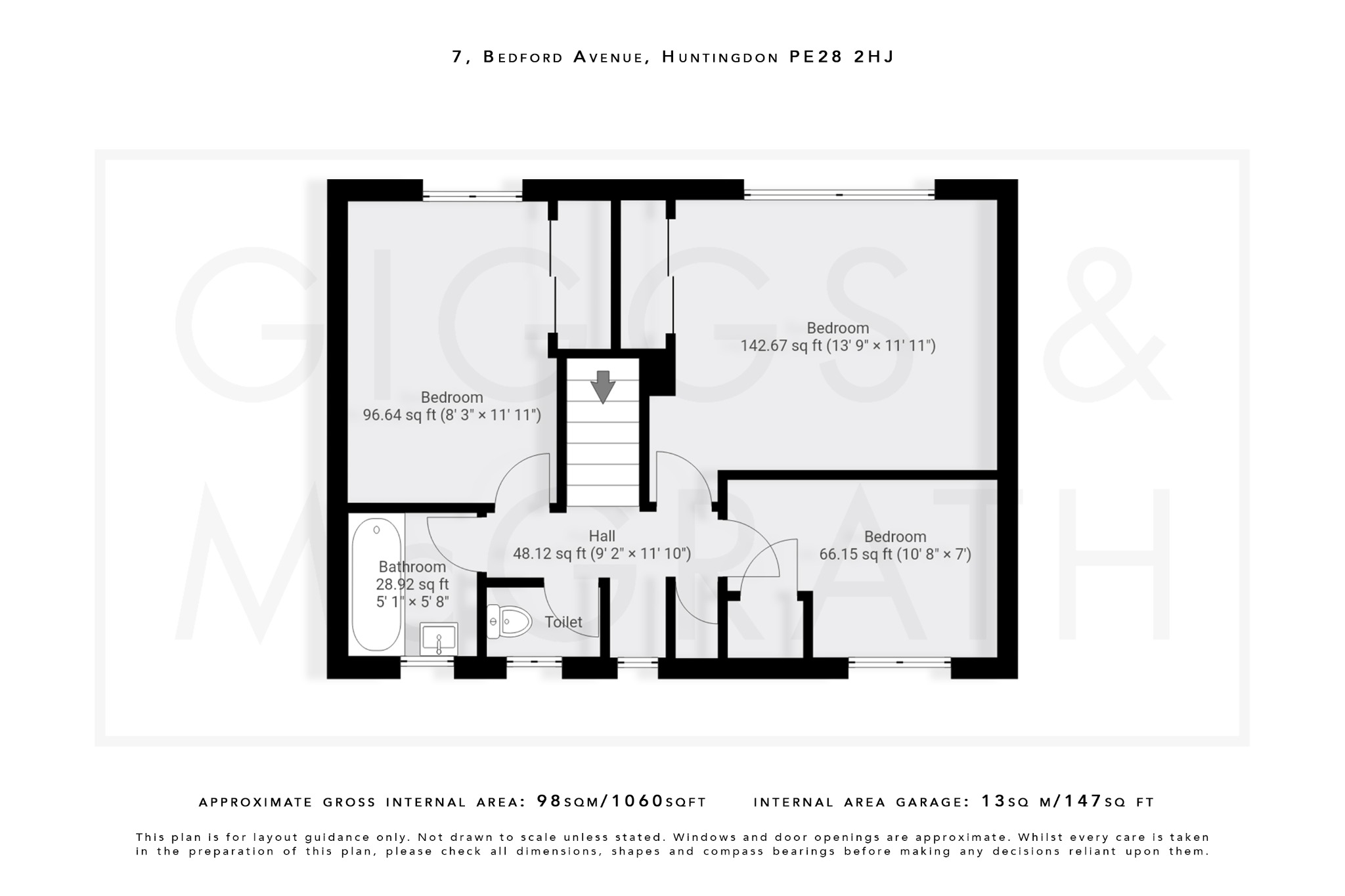 3 bed end of terrace house for sale in Bedford Avenue, Cambridgeshire - Property Floorplan
